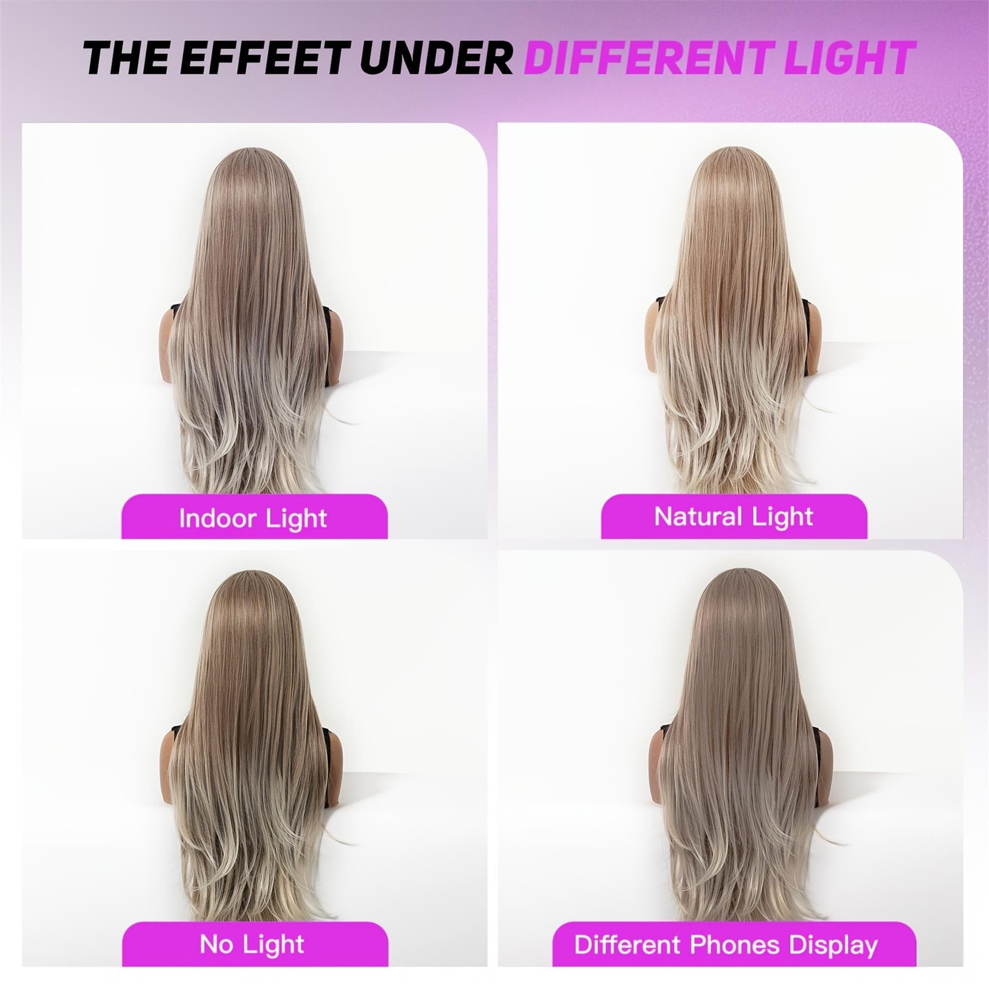 32-inch Milk Tea Brown Gradient to Golden Layered Long Wavy Wig - Thumbnail 6
