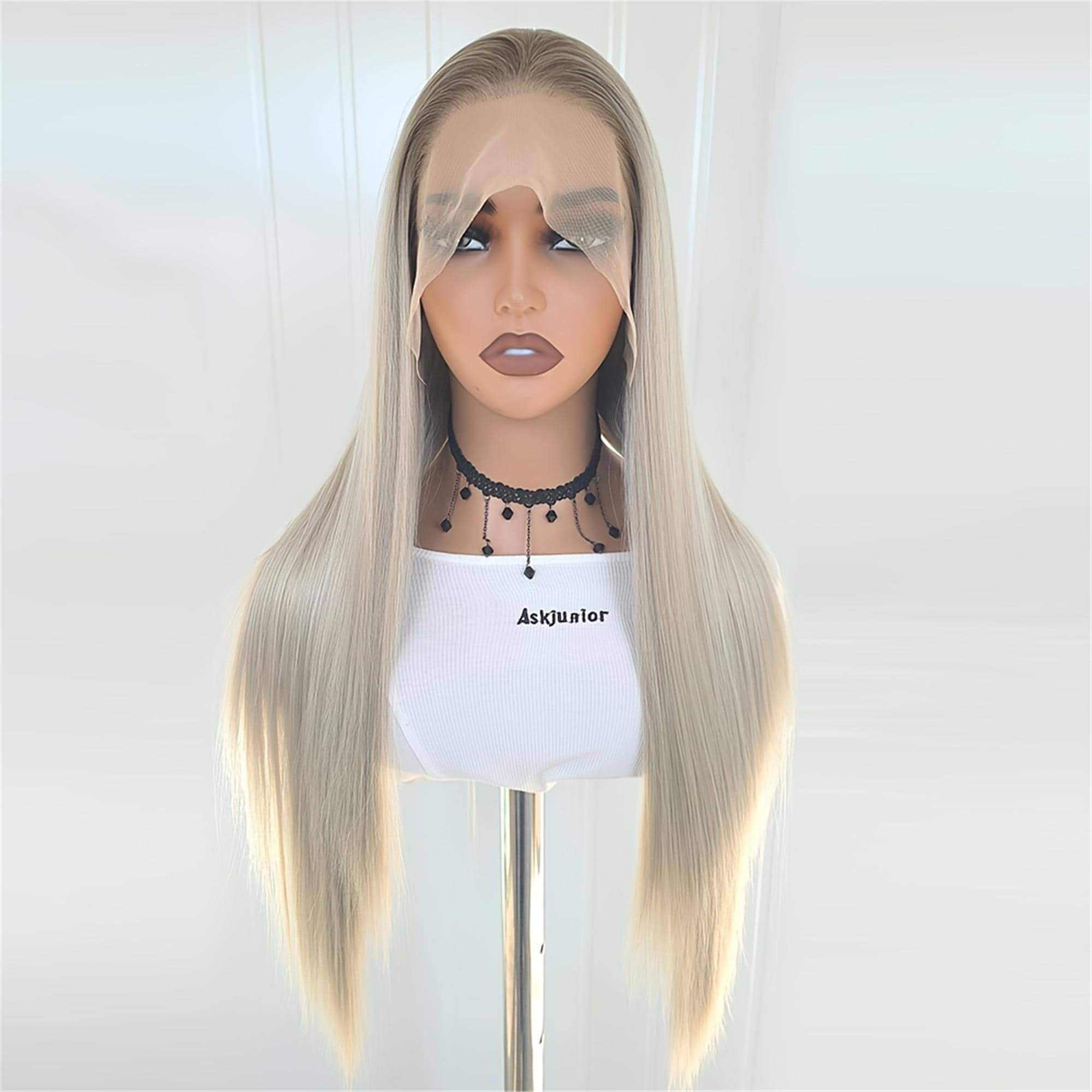 13x4 Brown Blonde Lace Front Wig Glueless Pre-Plucked High-Quality Heat-Resistant Fiber for Women - Thumbnail 2