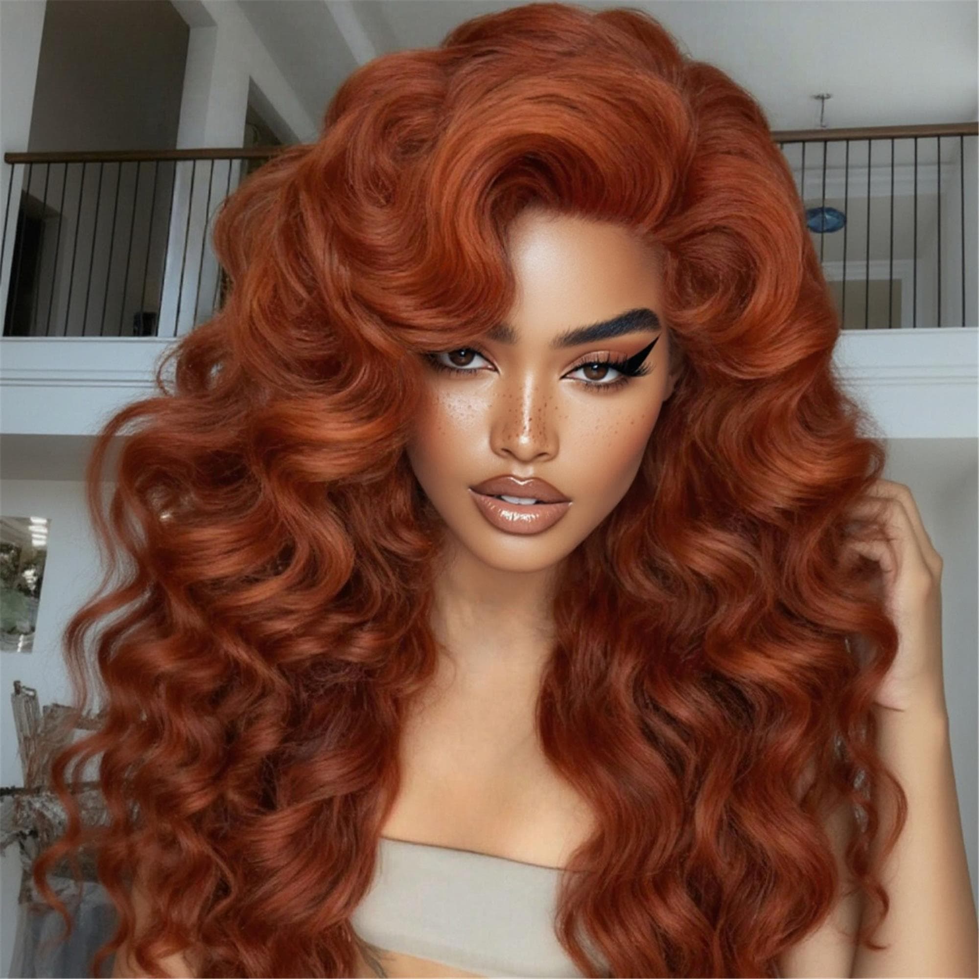 Dark Copper Beauty Lace Front Wig - Thumbnail 2