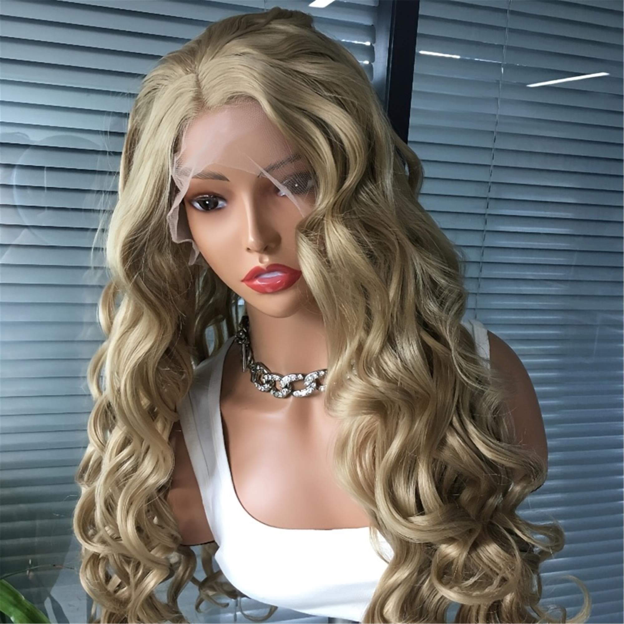 13x3 Synthetic Lace Front Wig Long Wave Wig for Women 26 inch Glueless Pre Plucked for Daily Use - Thumbnail 6