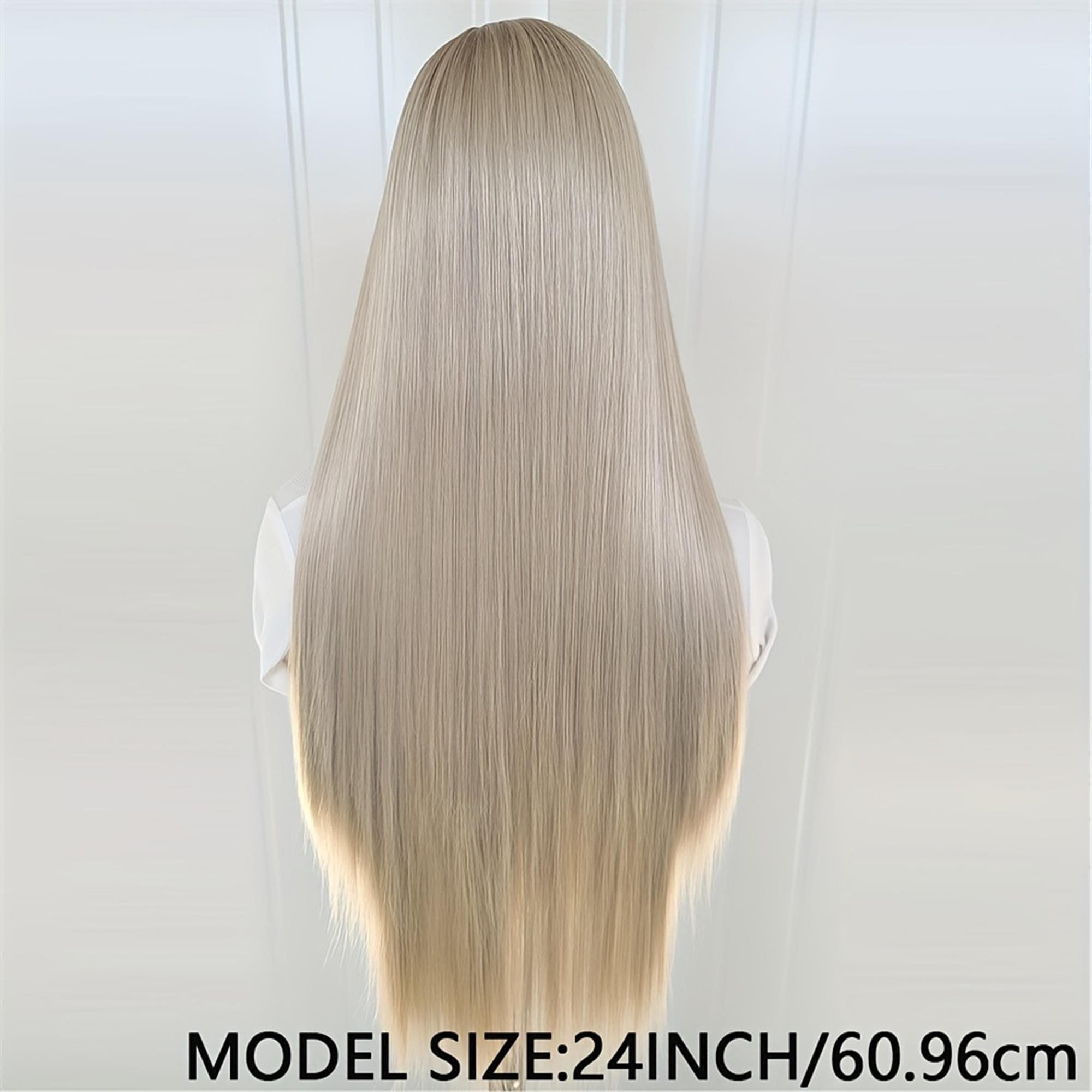 13x4 Brown Blonde Lace Front Wig Glueless Pre-Plucked High-Quality Heat-Resistant Fiber for Women - Thumbnail 6