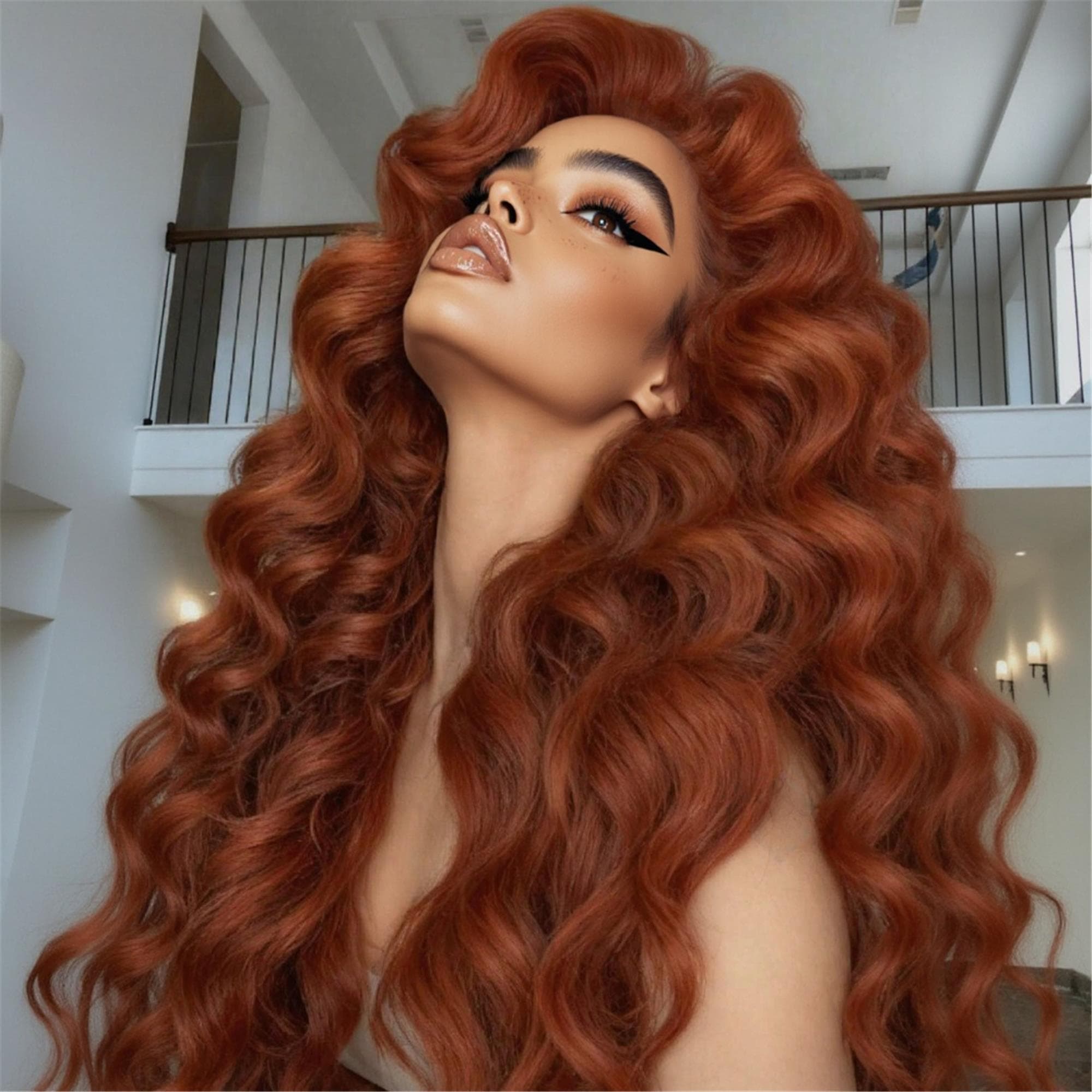 Dark Copper Beauty Lace Front Wig - Thumbnail 4