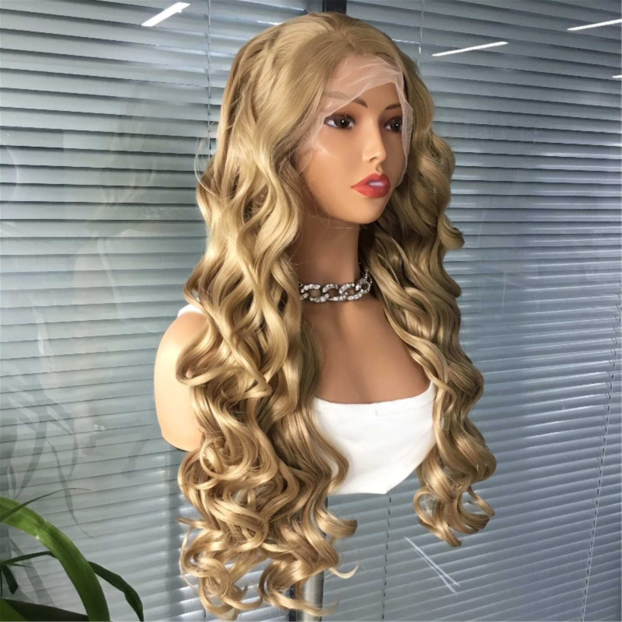 13x3 Synthetic Lace Front Wig Long Wave Wig for Women 26 inch Glueless Pre Plucked for Daily Use - Thumbnail 7