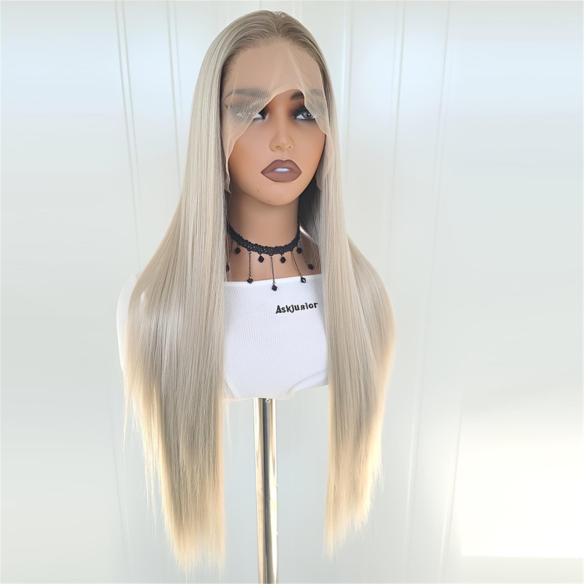 13x4 Brown Blonde Lace Front Wig Glueless Pre-Plucked High-Quality Heat-Resistant Fiber for Women - Thumbnail 4
