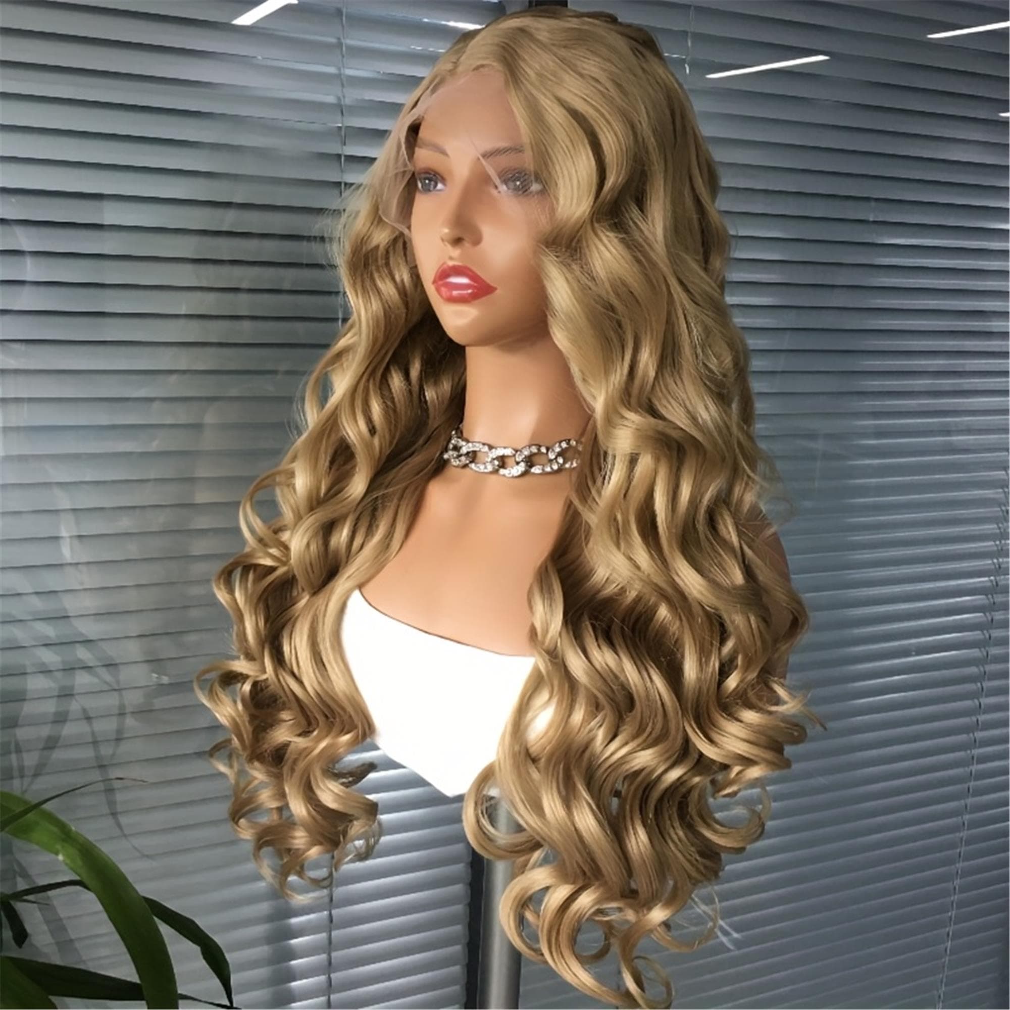 13x3 Synthetic Lace Front Wig Long Wave Wig for Women 26 inch Glueless Pre Plucked for Daily Use - Thumbnail 4