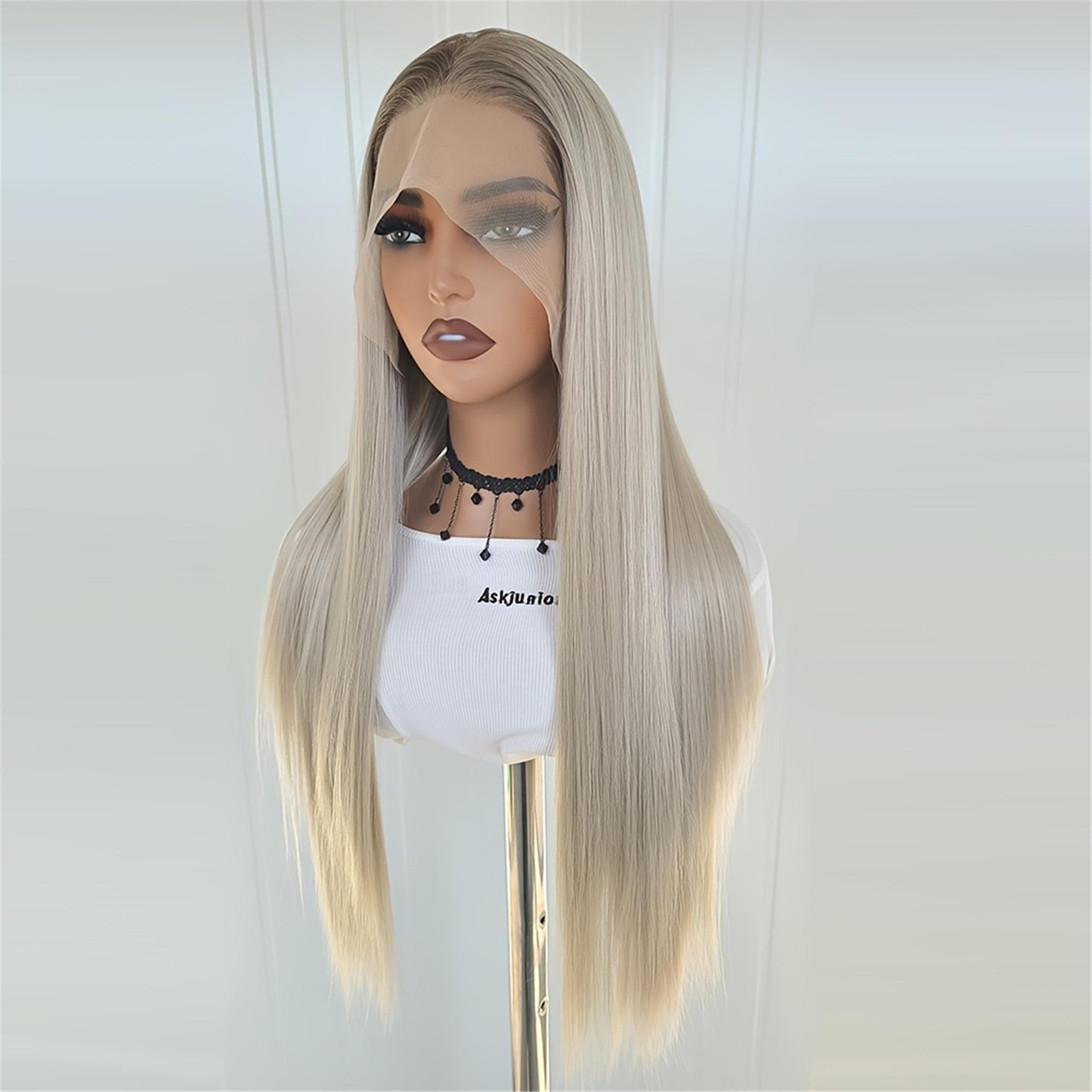 13x4 Brown Blonde Lace Front Wig Glueless Pre-Plucked High-Quality Heat-Resistant Fiber for Women - Thumbnail 5