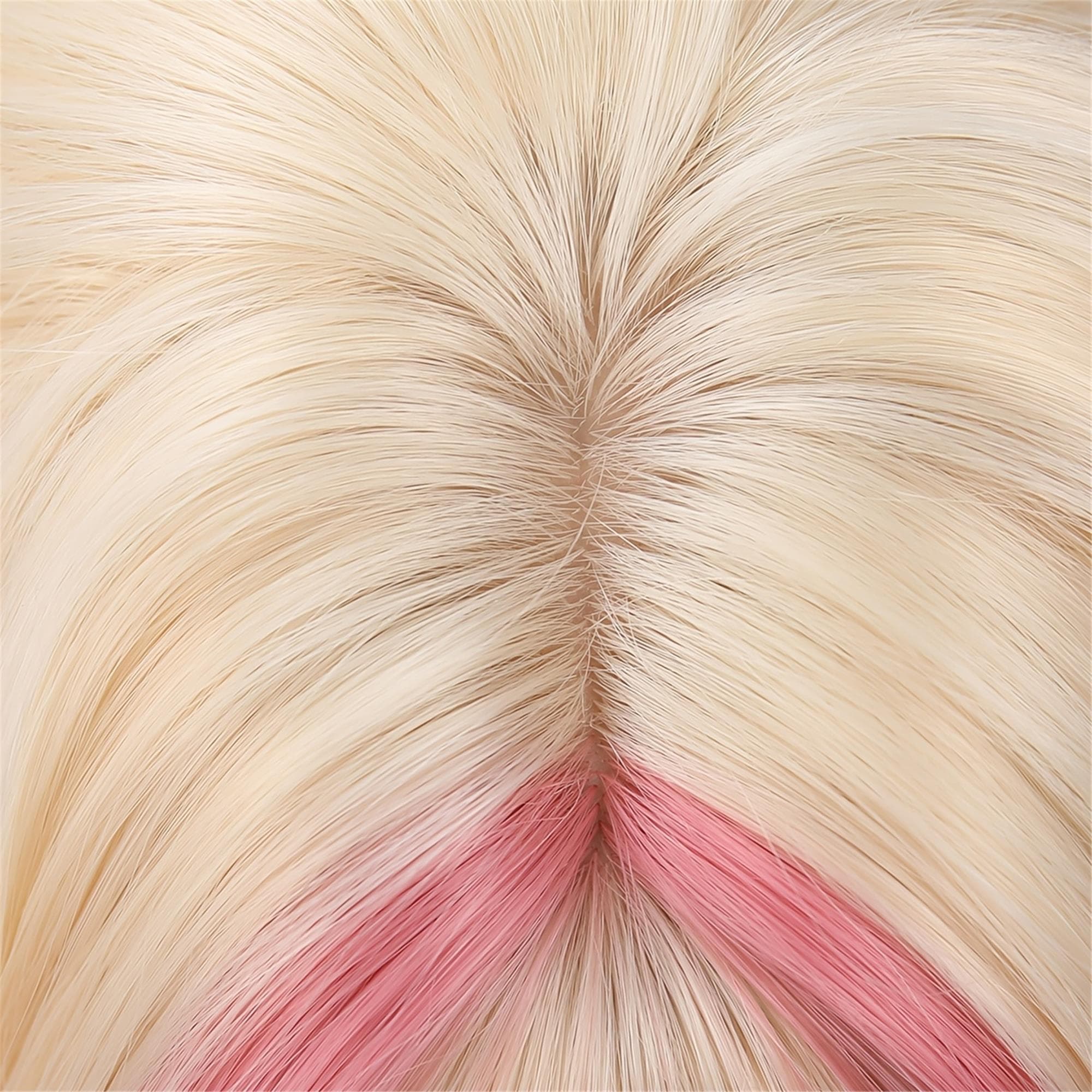 28-Inch Platinum Highlighted Pink Wavy Wig for Women | Bangs with Curls | Ideal for Everyday Styling - Thumbnail 6