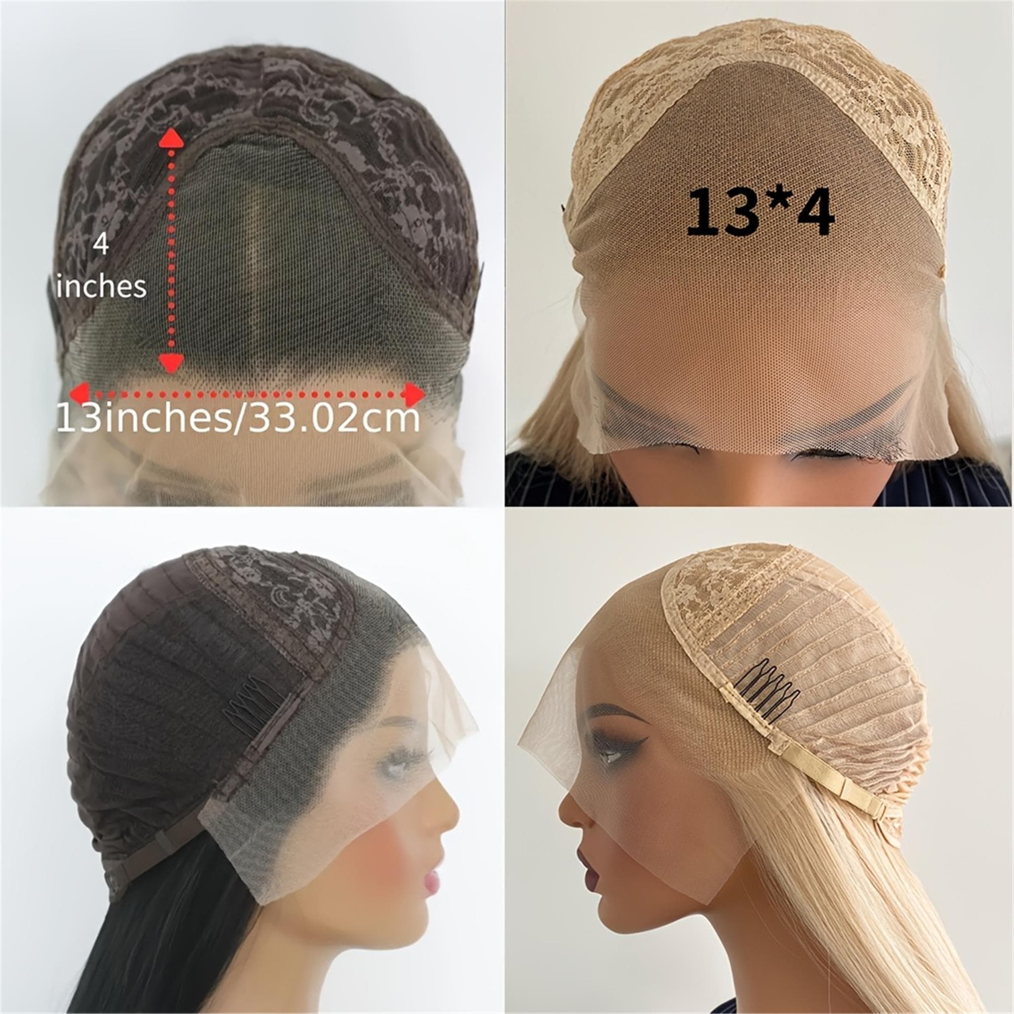 13x4 Brown Blonde Lace Front Wig Glueless Pre-Plucked High-Quality Heat-Resistant Fiber for Women - Thumbnail 8