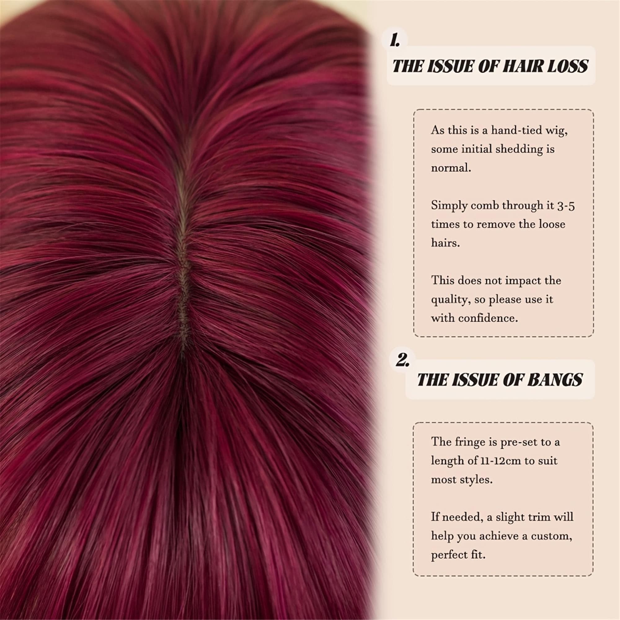 Costume Wig Long Straight Burgundy Red Wigs with Full Bangs High Layered Density Grape Red Wig - Thumbnail 8