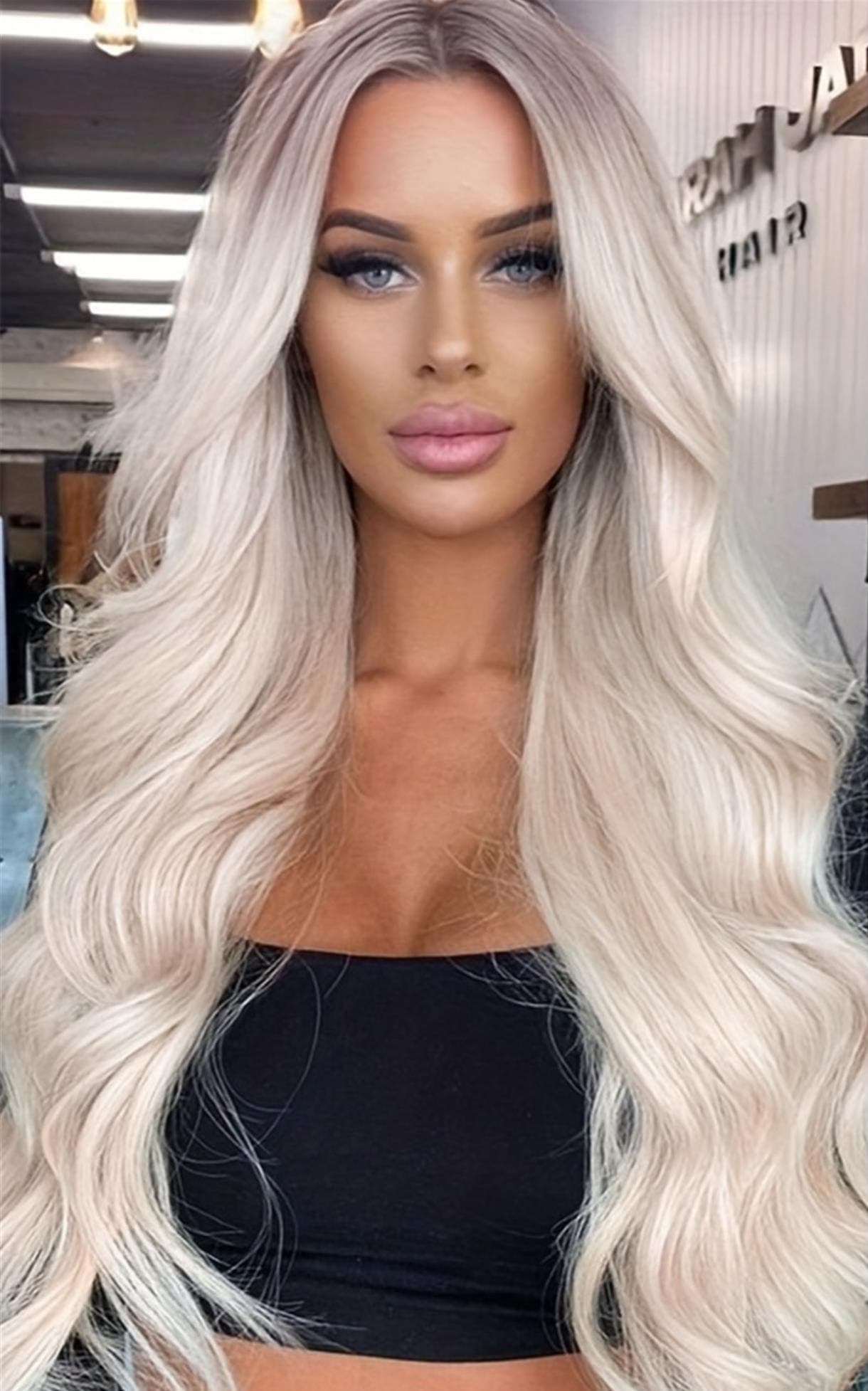 Ombre Lace Front Wig With Brown Roots Brown To Platinum Blonde Wig With Middle Part Long Good Wavy Wigs 22-24 inches