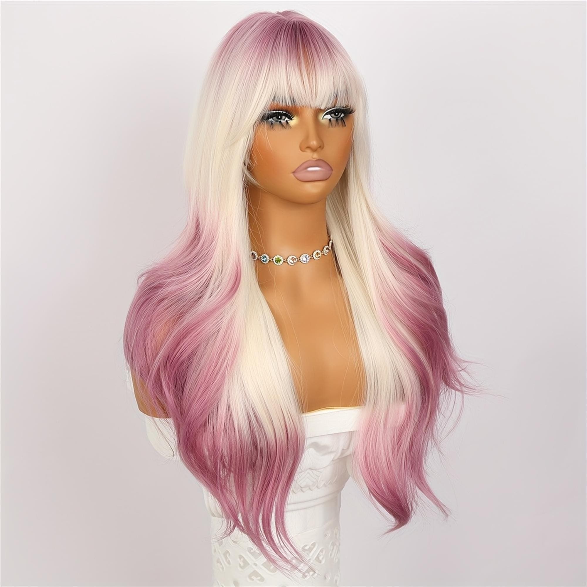 Elegant And Natural 26-inch Long Straight Hair with Bangs - Thumbnail 4