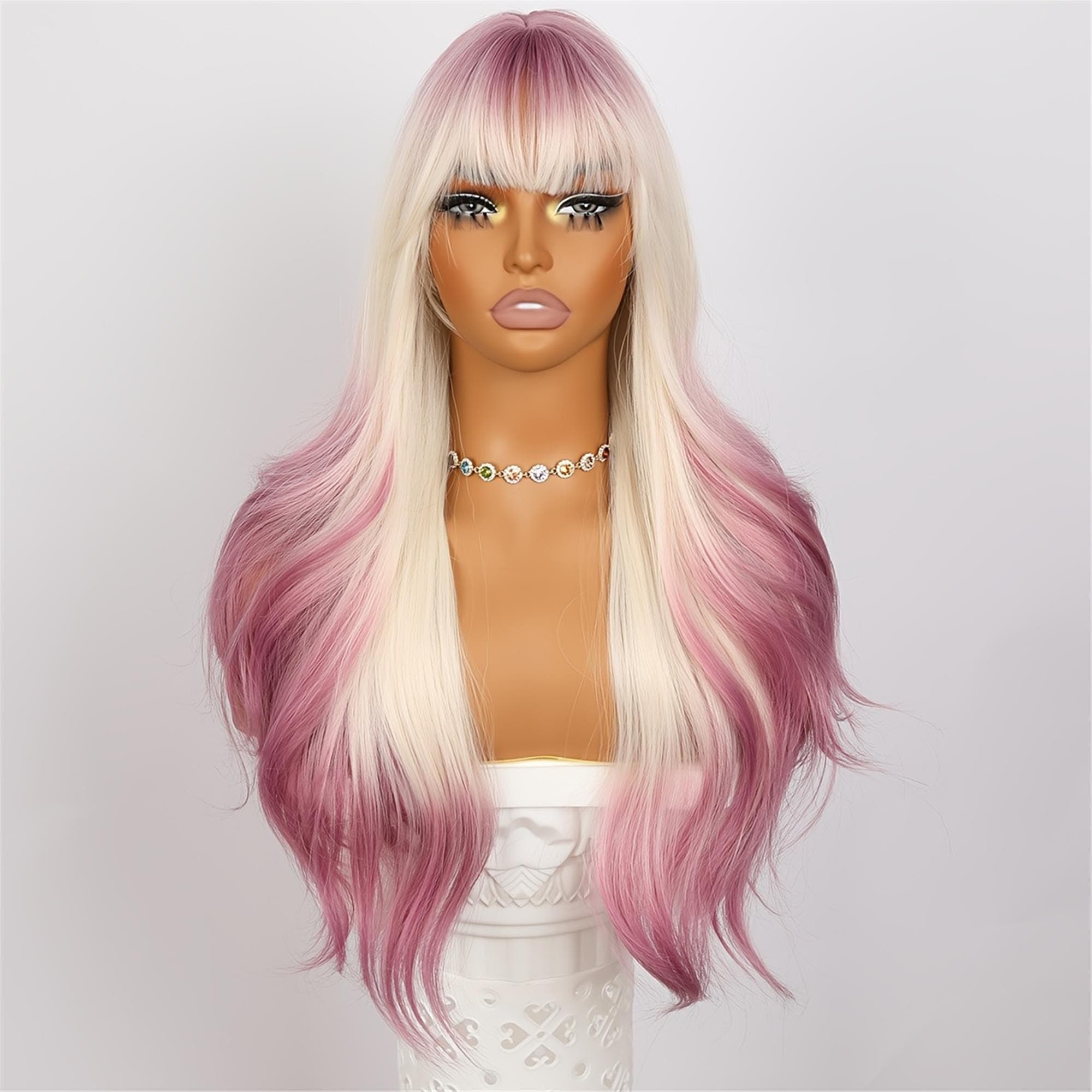 Elegant And Natural 26-inch Long Straight Hair with Bangs - Thumbnail 2