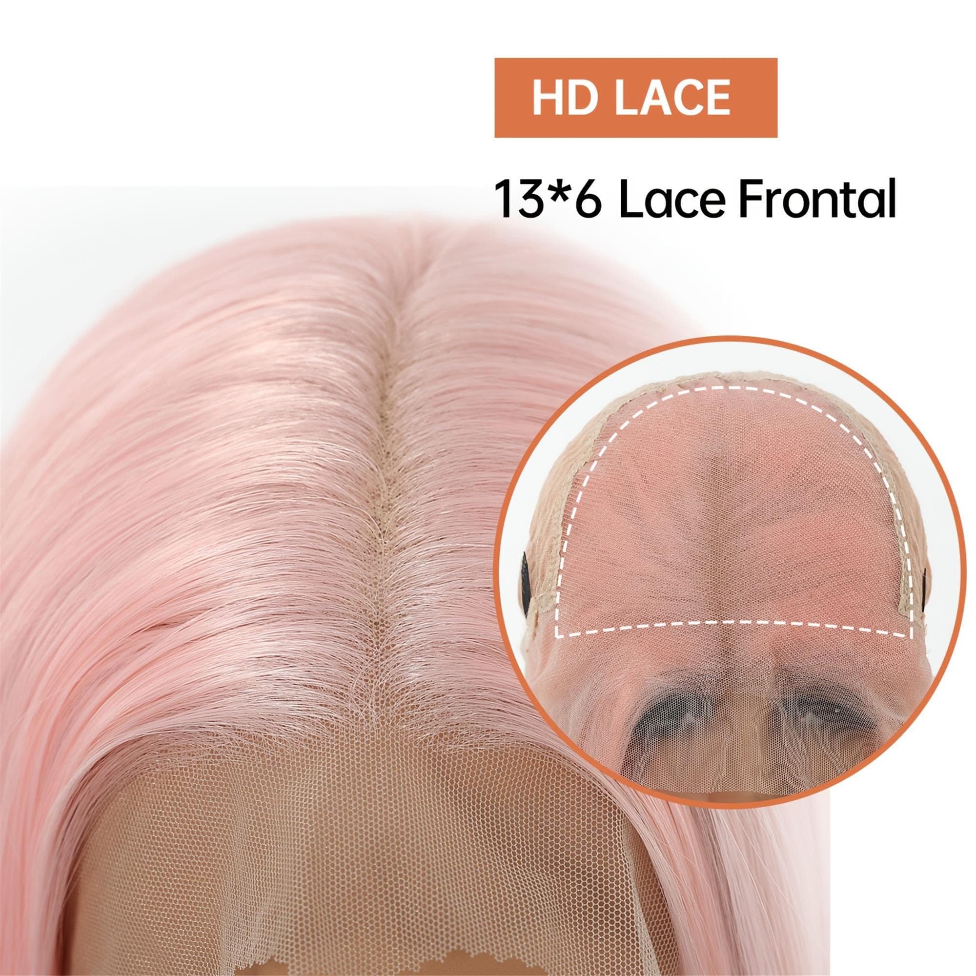 13x6 HD Transparent Lace Front Wig 30Inch Pink Color Straight Hair Glueless Lace Wig with Pre Plucked Natrural Hairline - Thumbnail 7