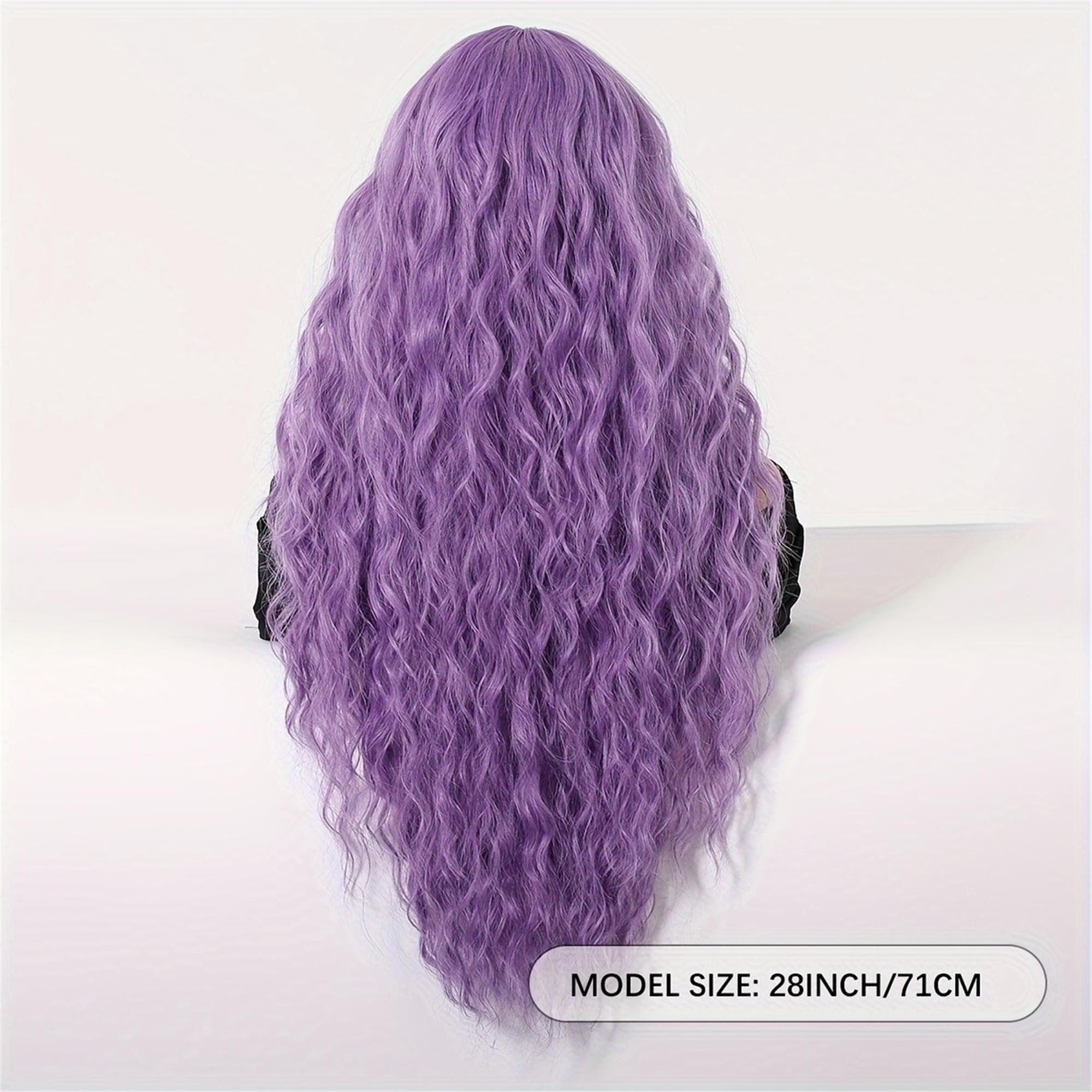 Purple Long Curly Hair Curly Wave Wig - Thumbnail 5