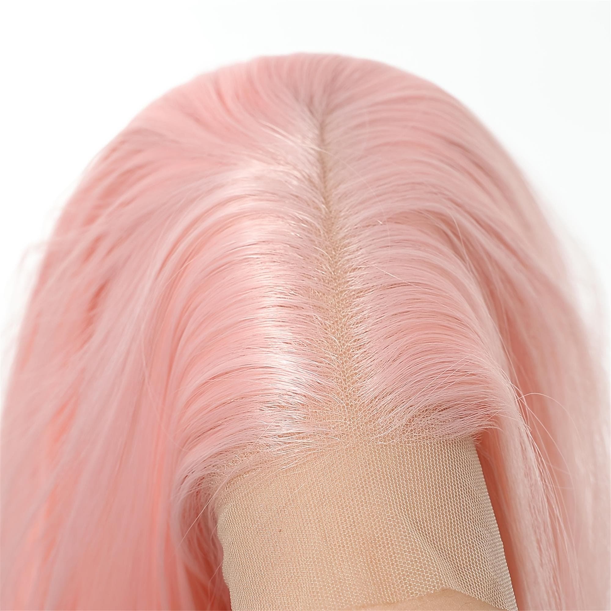 13x6 HD Transparent Lace Front Wig 30Inch Pink Color Straight Hair Glueless Lace Wig with Pre Plucked Natrural Hairline - Thumbnail 8