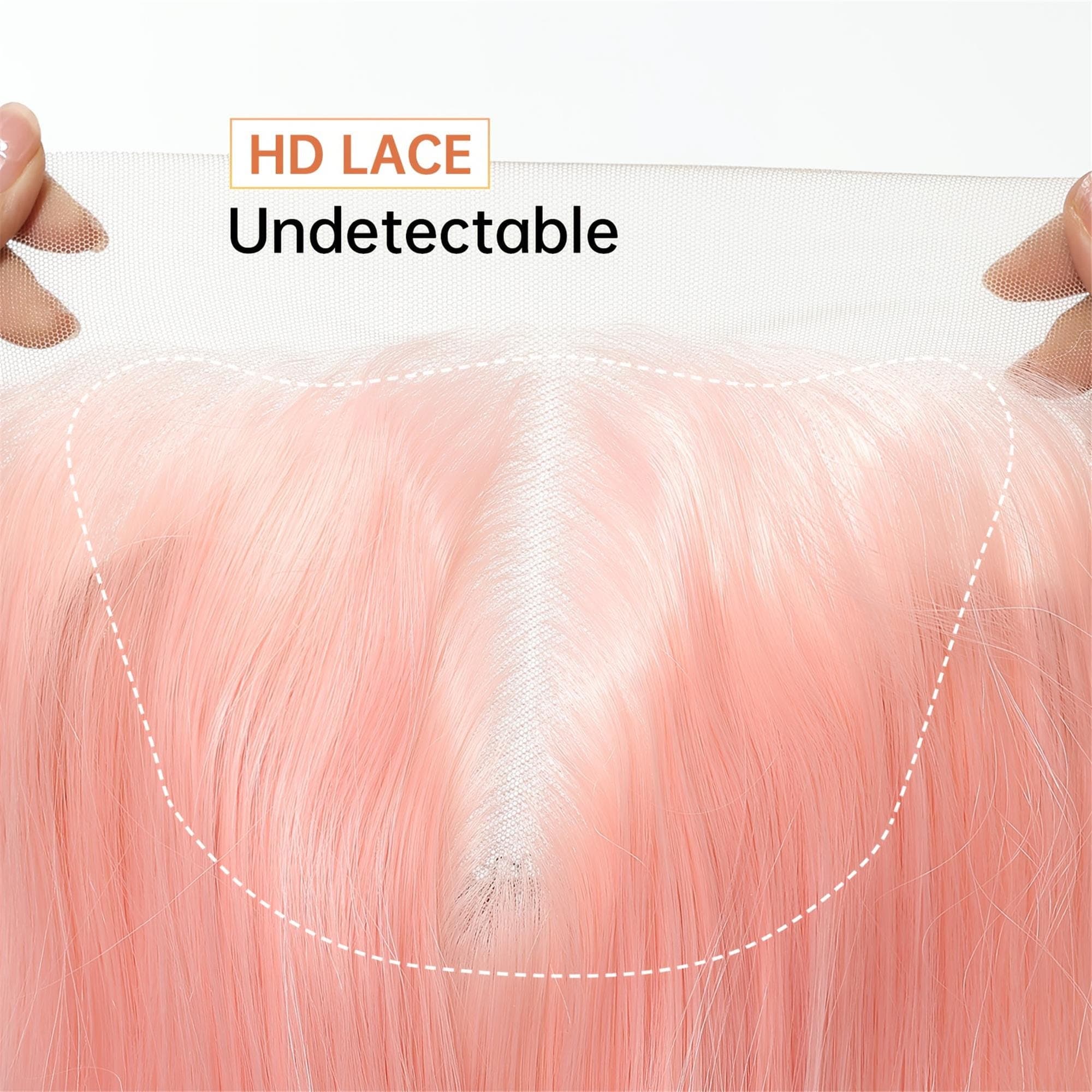 13x6 HD Transparent Lace Front Wig 30Inch Pink Color Straight Hair Glueless Lace Wig with Pre Plucked Natrural Hairline - Thumbnail 10