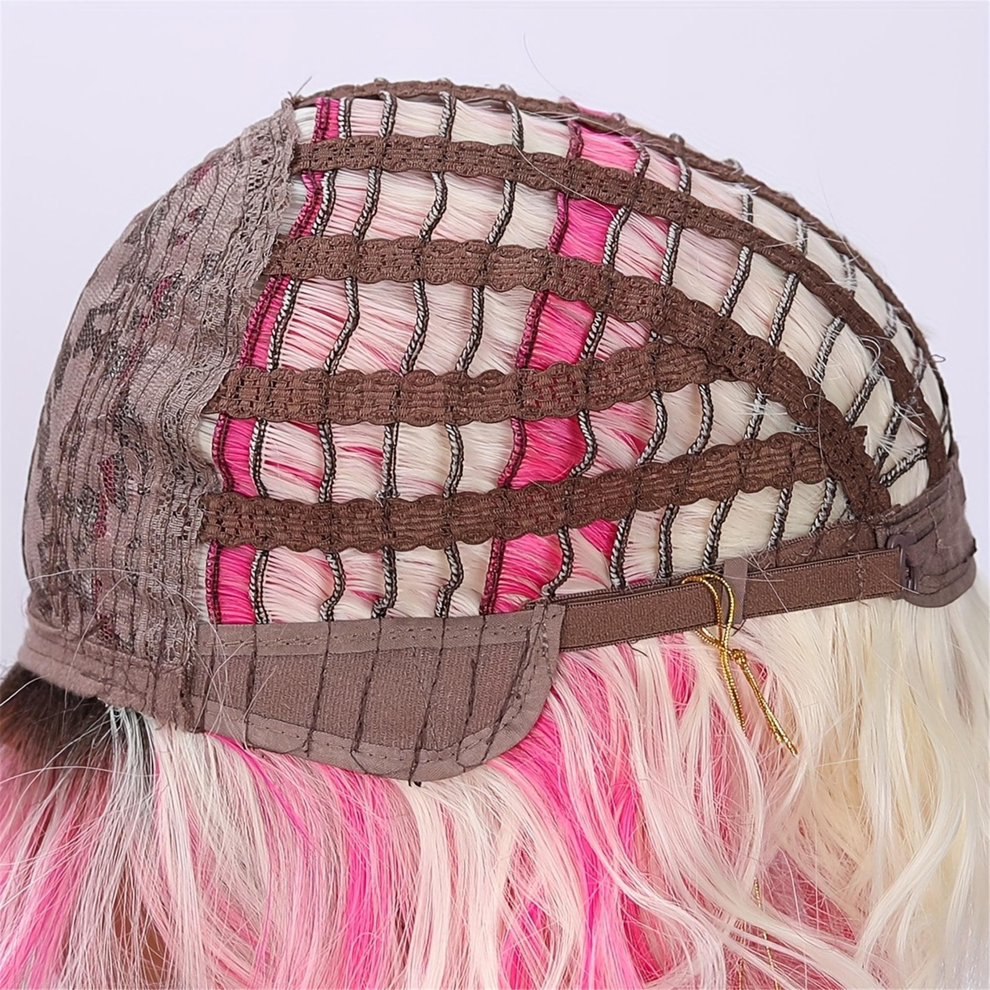 Sweet And Cool Pink Gradient Short Wig with Bangs 12 Inch Rose Net Breathable Lightweight Style Must-Have - Thumbnail 13