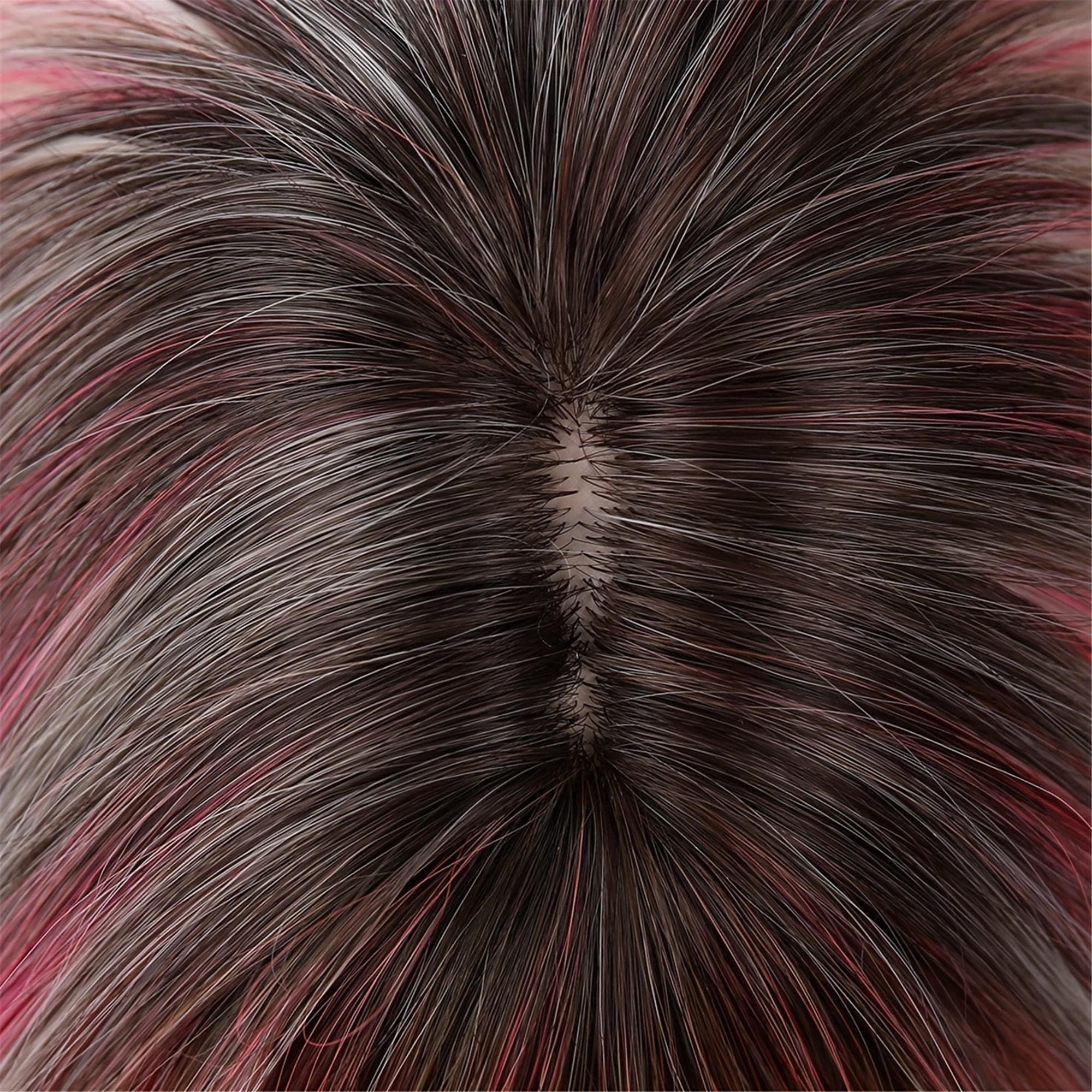 Sweet And Cool Pink Gradient Short Wig with Bangs 12 Inch Rose Net Breathable Lightweight Style Must-Have - Thumbnail 15