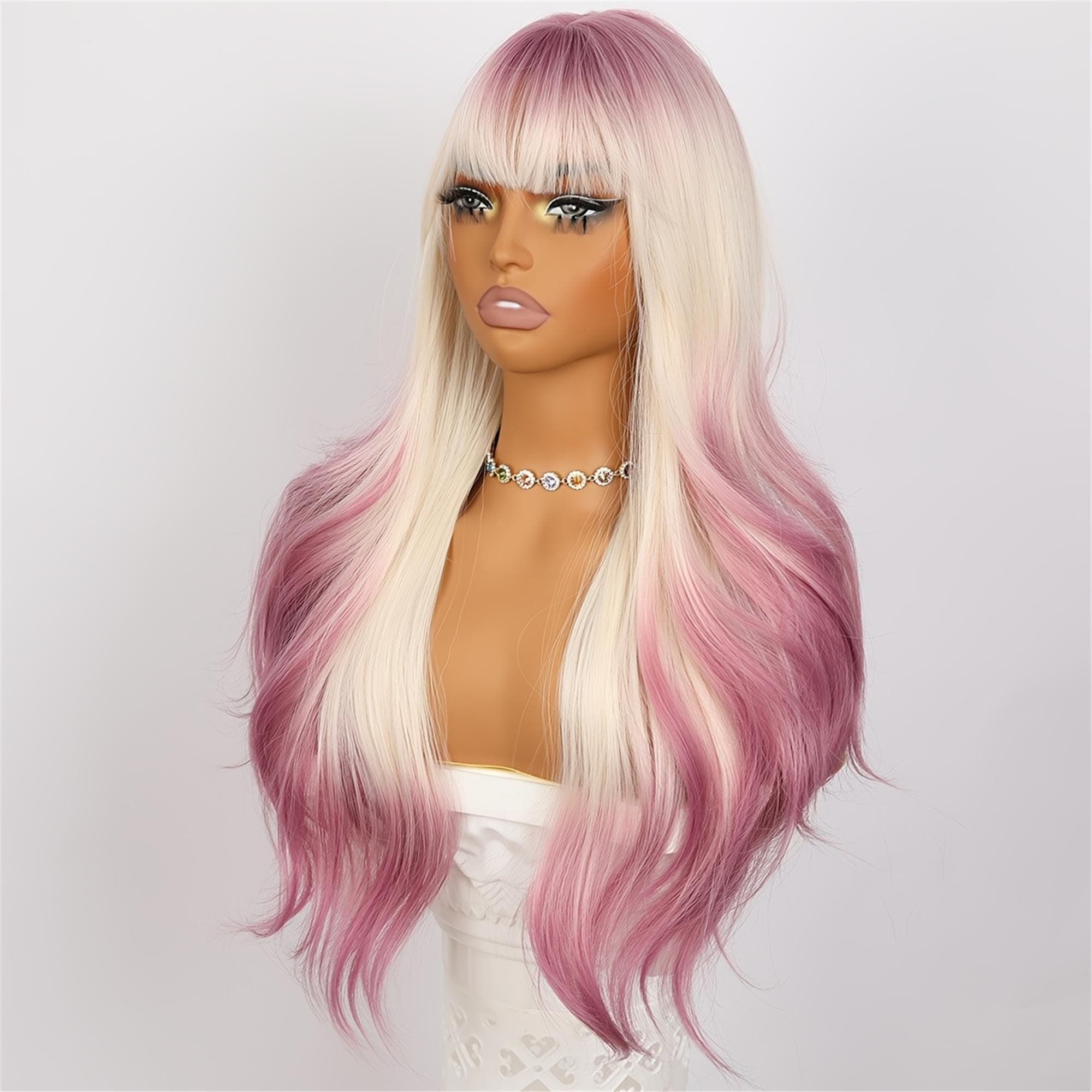 Elegant And Natural 26-inch Long Straight Hair with Bangs - Thumbnail 3