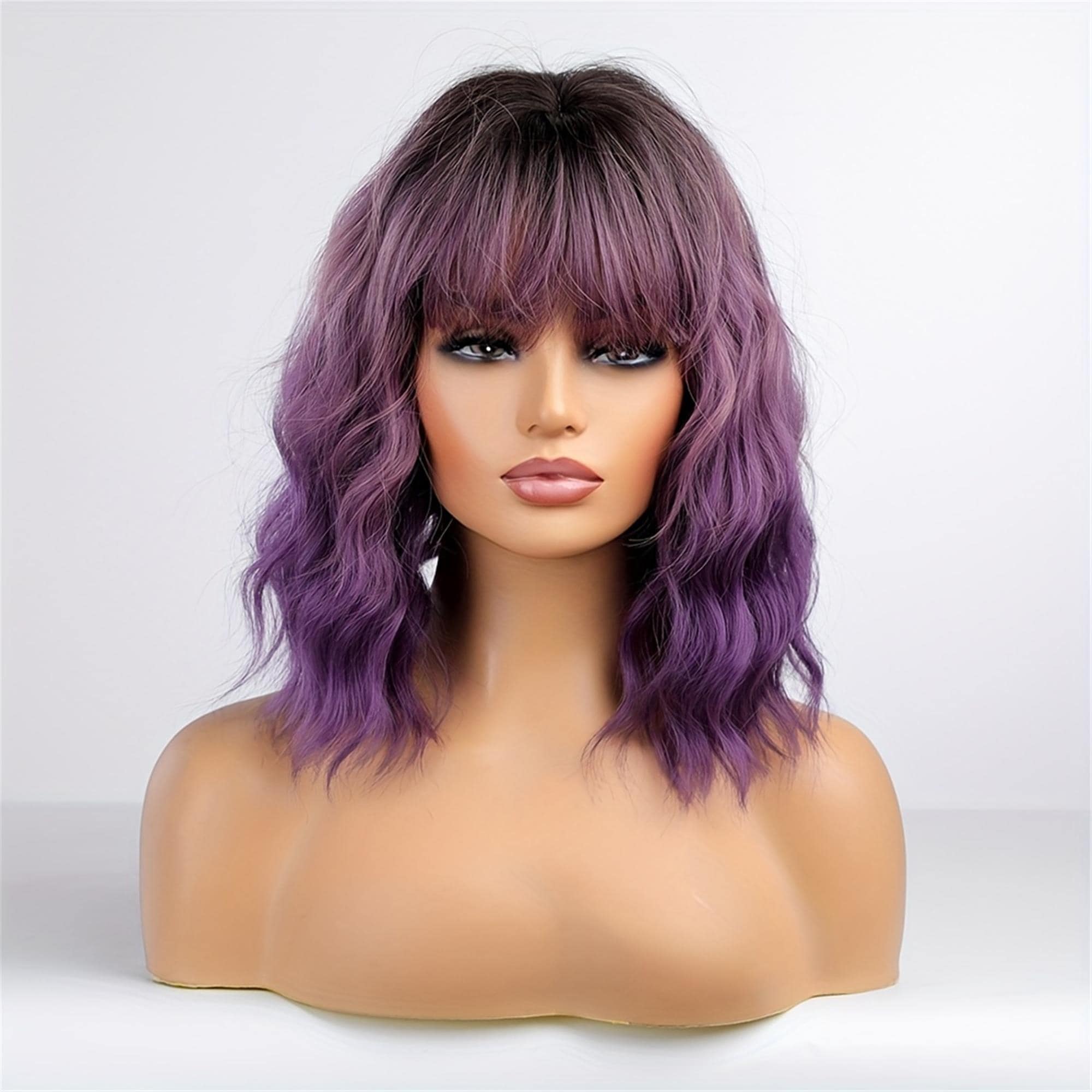 Purple Short Curly Beauty Full Wig - Thumbnail 2