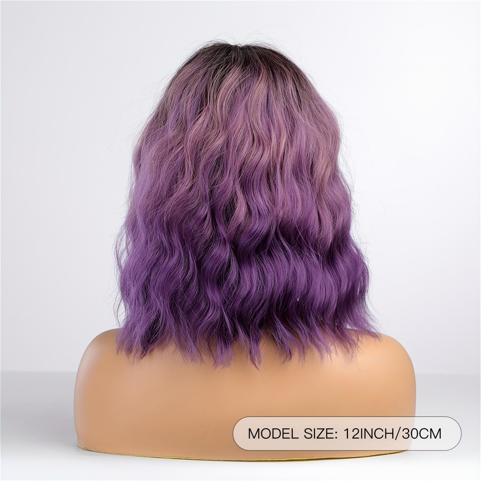 Purple Short Curly Beauty Full Wig - Thumbnail 4