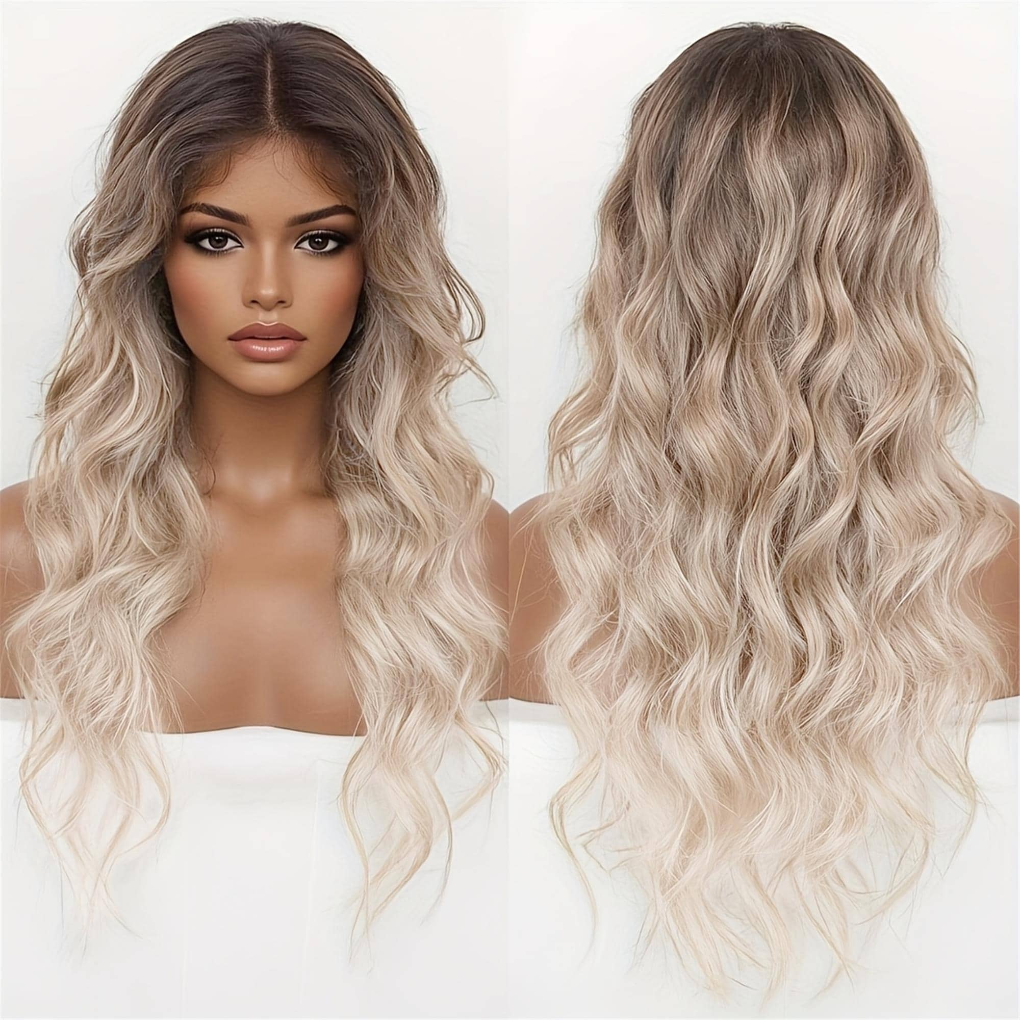 Curly Hair Wig with an Aesthetic Appeal Featuring an Ombre Honey Blonde Lace Front Design Suitable fir everyday use