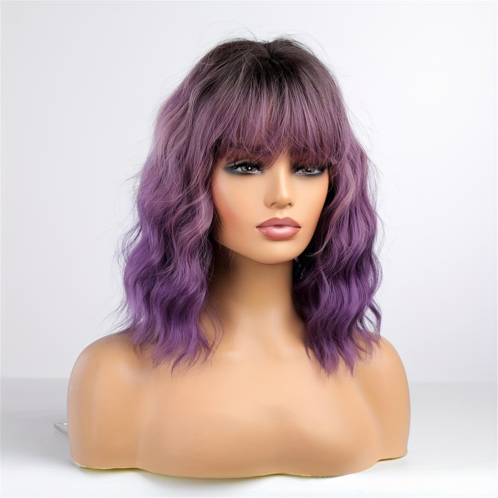 Purple Short Curly Beauty Full Wig - Thumbnail 3