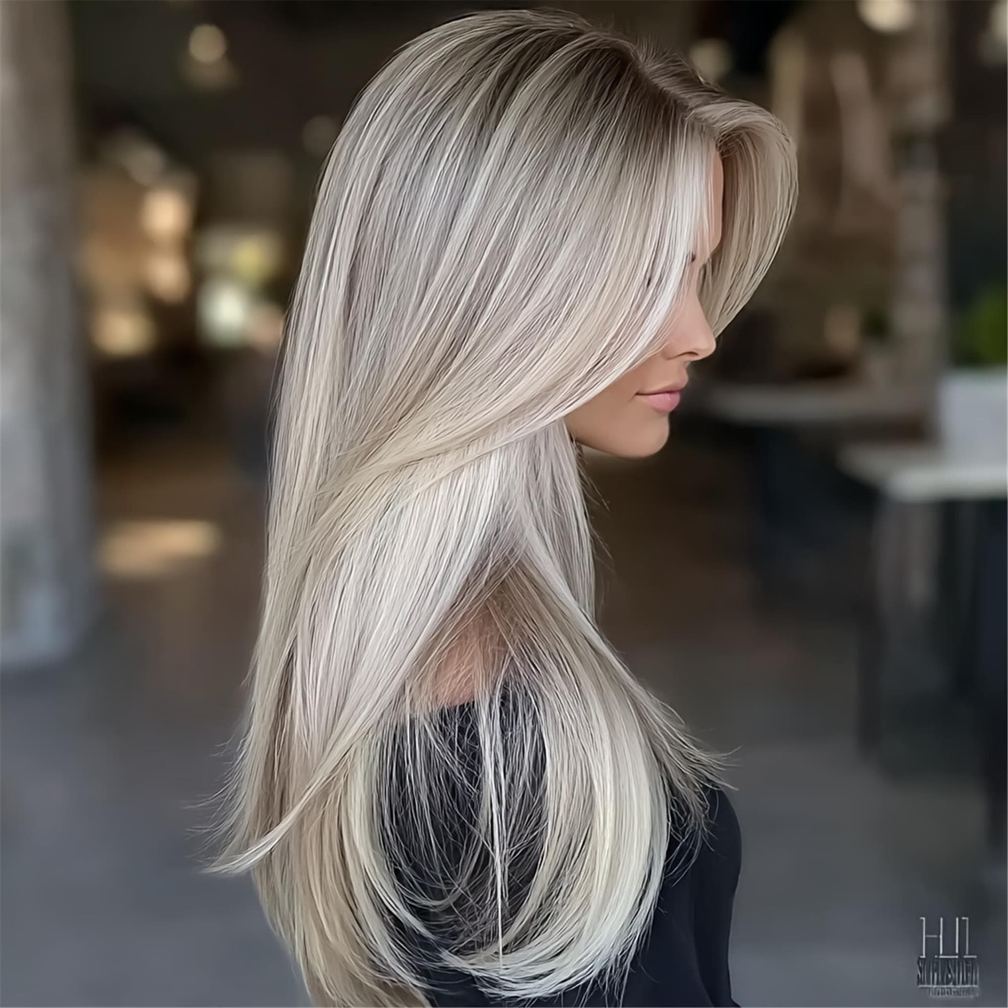 22-Inch Ombre Platinum Blonde Lightweight Straight Wig Style Rose Net Cap Perfect for Daily Wear - Thumbnail 9