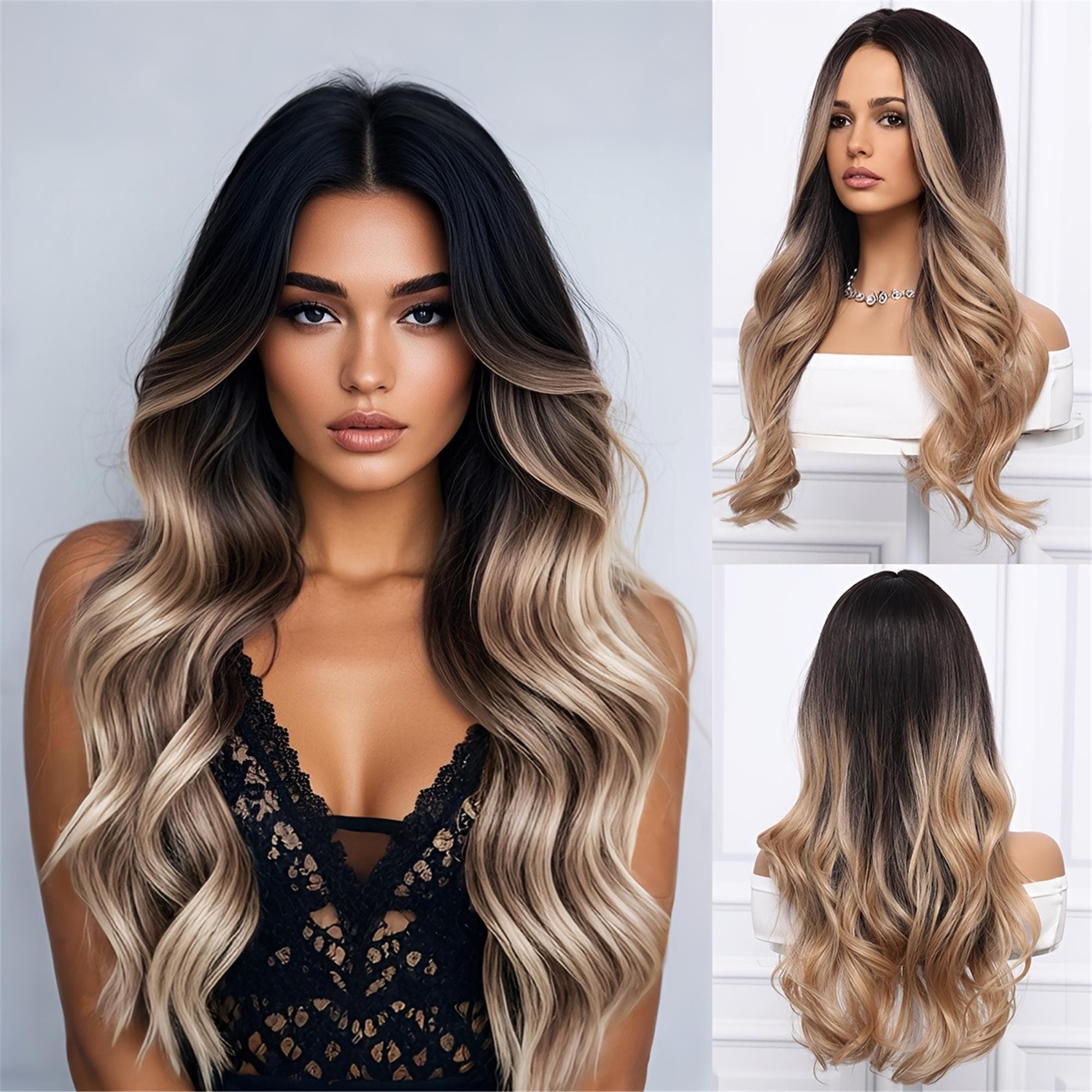 Wavy Brown Dark Blonde Voluminous Wig Perfect for Everyday Use!! - Thumbnail 2