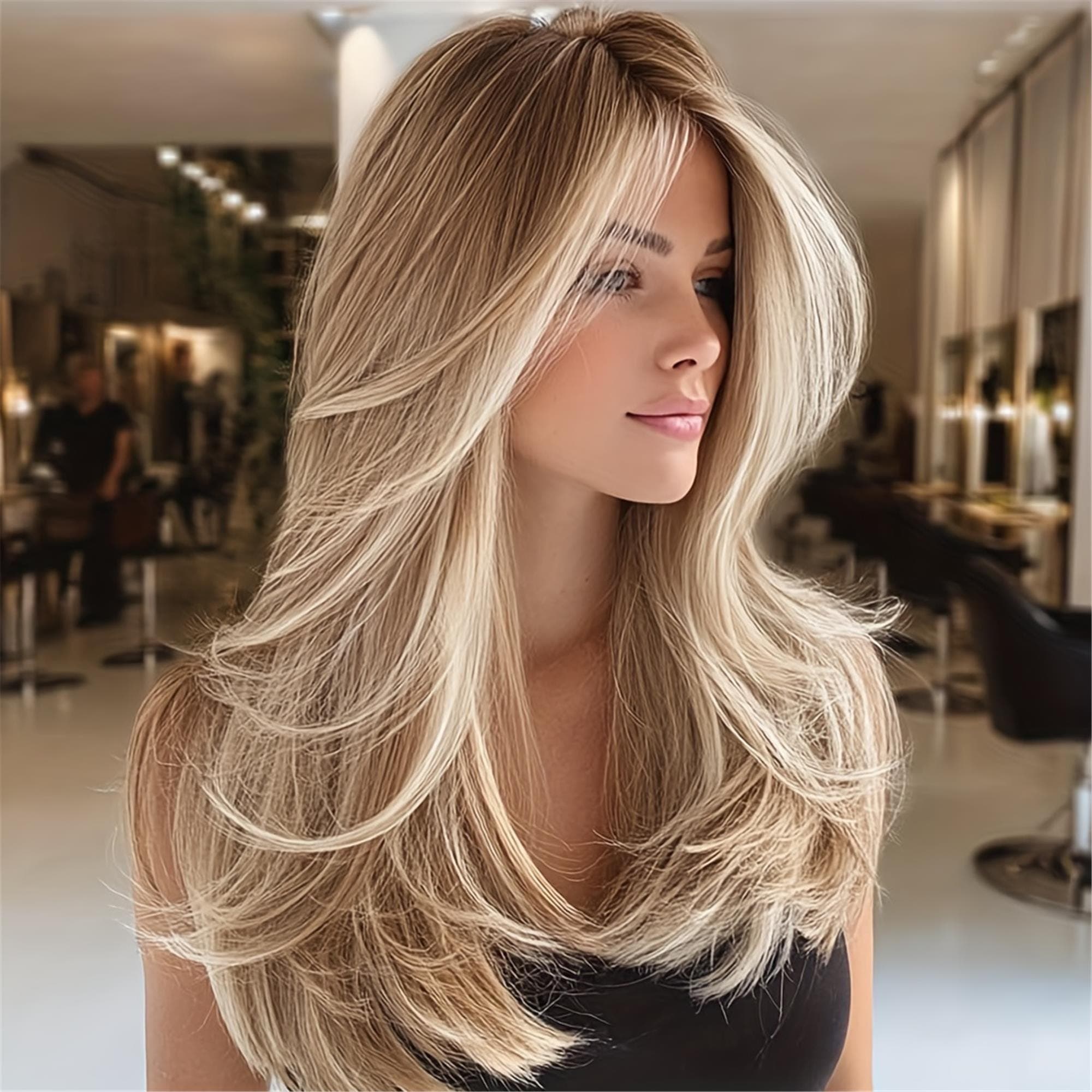 22-Inch Ombre Platinum Blonde Lightweight Straight Wig Style Rose Net Cap Perfect for Daily Wear - Thumbnail 8