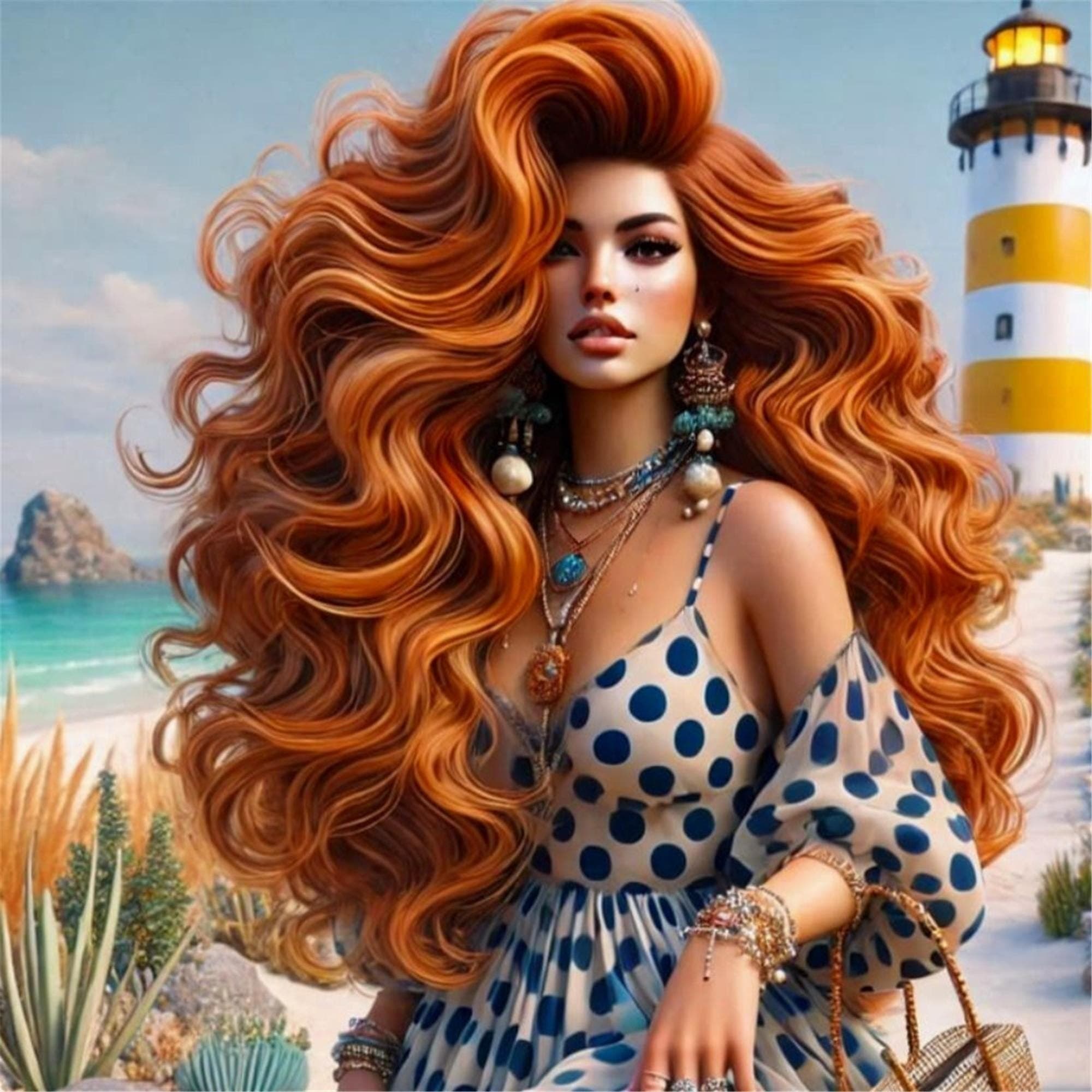 Copper Red Auburn Lace Front Wig - Thumbnail 2