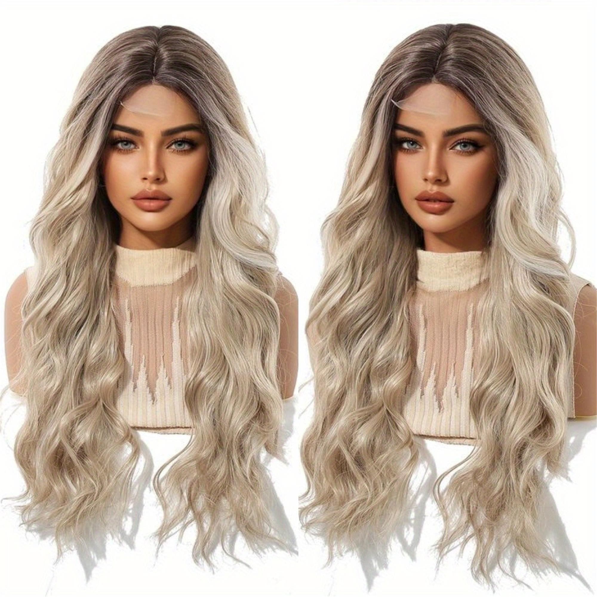 13x6 Long Ombre Blonde Human Hair Wig - 250% Density Soft Body Wave Glueless Lace Front Wig with Pre-Plucked Baby Hair Natural Hairline - Thumbnail 7