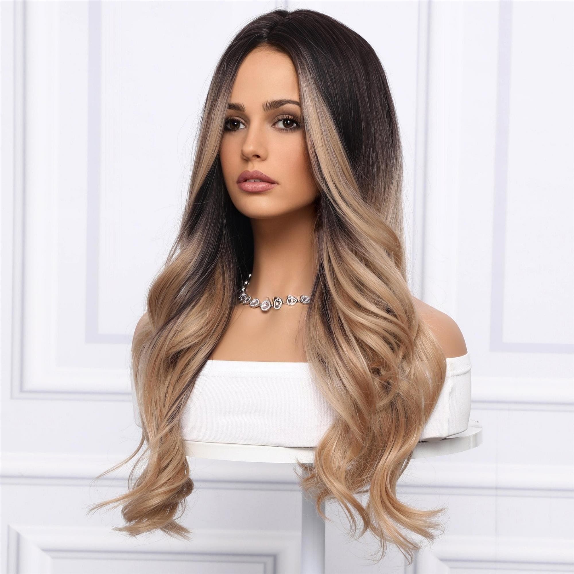 Wavy Brown Dark Blonde Voluminous Wig Perfect for Everyday Use!! - Thumbnail 4