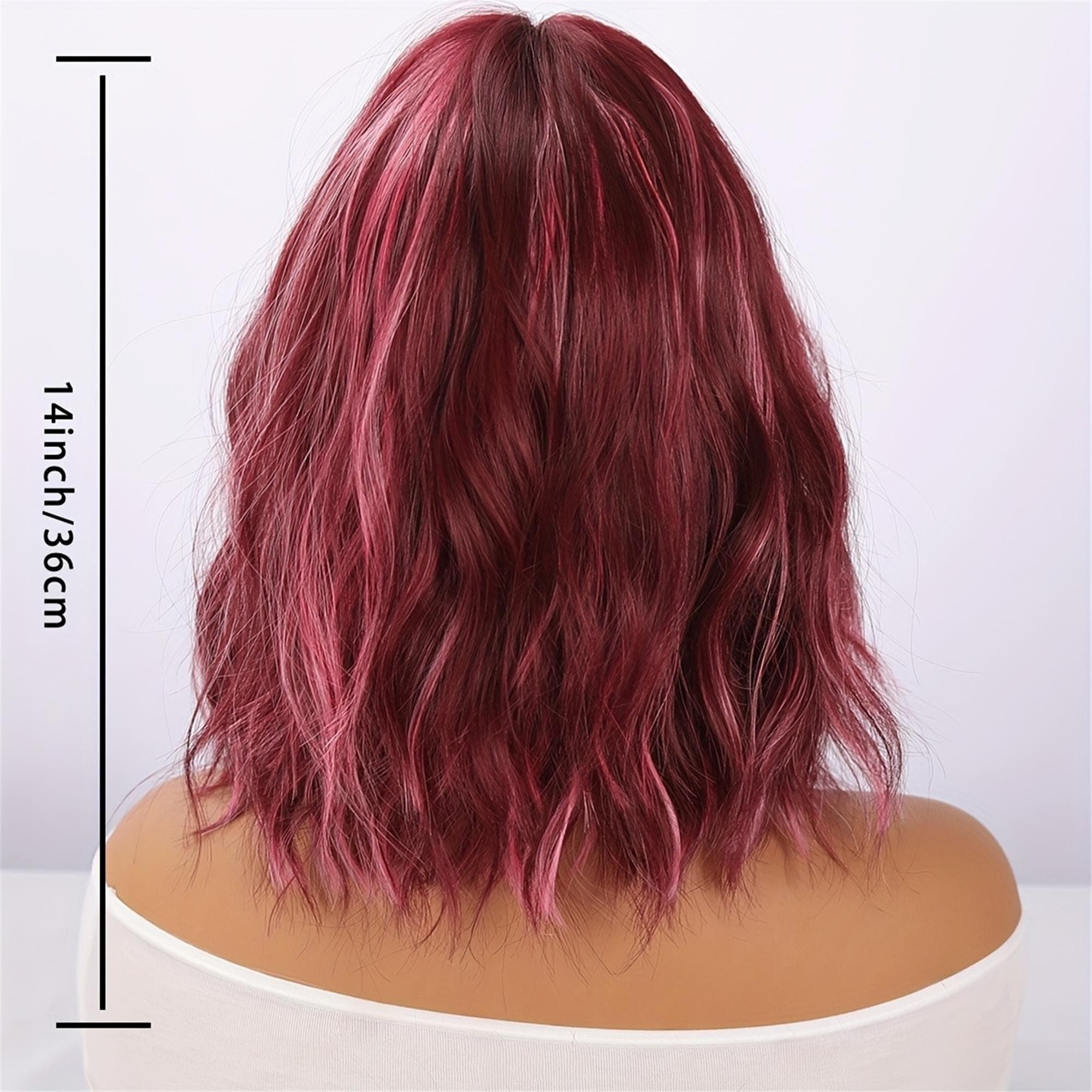 Rose Red Highlights Pink Short Curly Wig Suitable for Daily Wear!! - Thumbnail 5