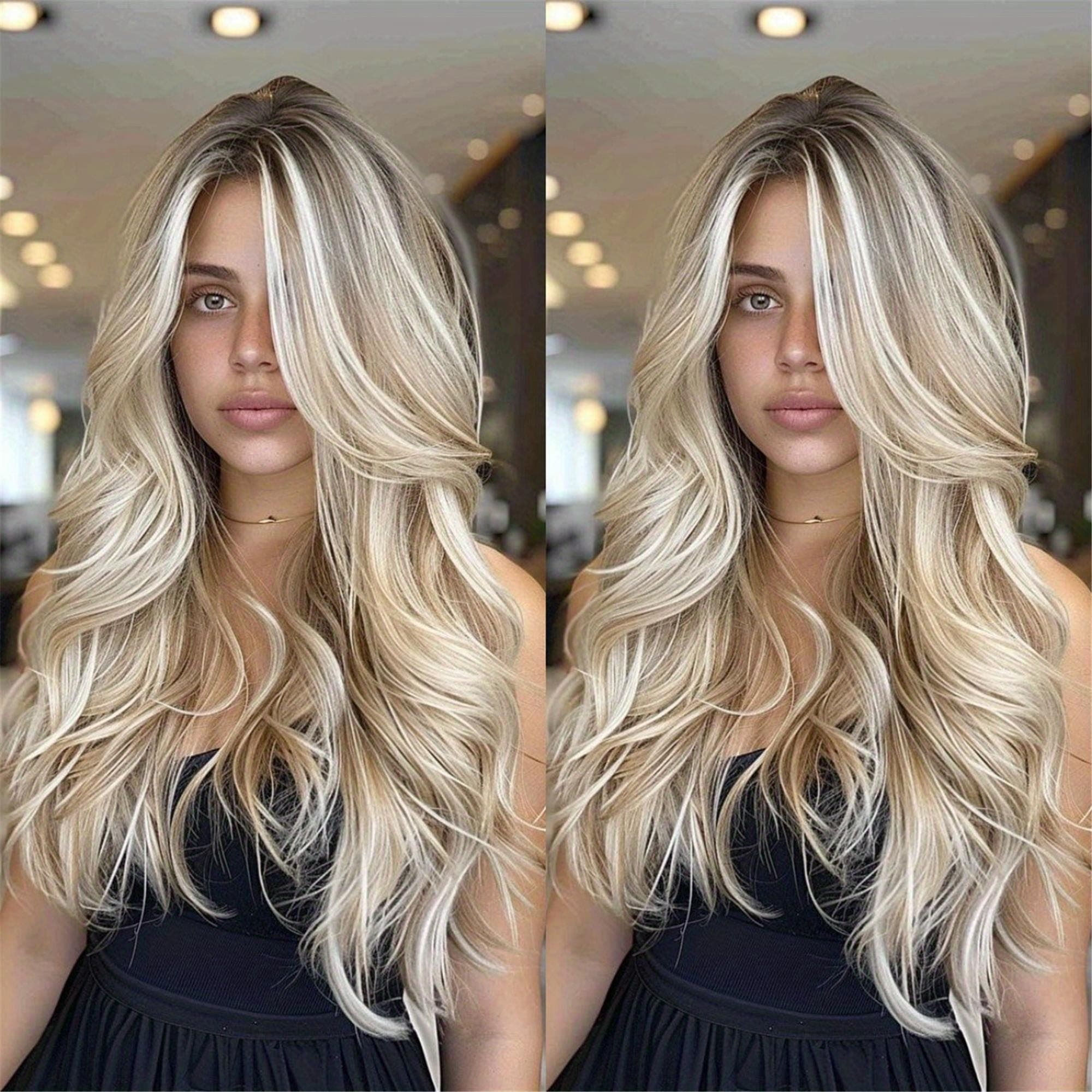 13x6 Long Ombre Blonde Human Hair Wig - 250% Density Soft Body Wave Glueless Lace Front Wig with Pre-Plucked Baby Hair Natural Hairline - Thumbnail 2