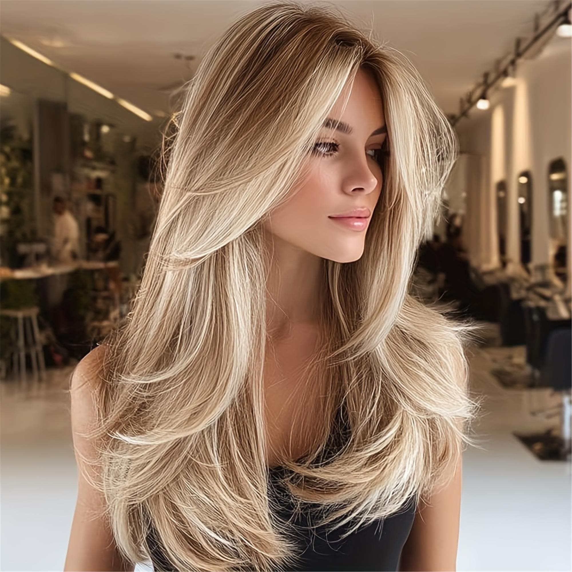 22-Inch Ombre Platinum Blonde Lightweight Straight Wig Style Rose Net Cap Perfect for Daily Wear - Thumbnail 6