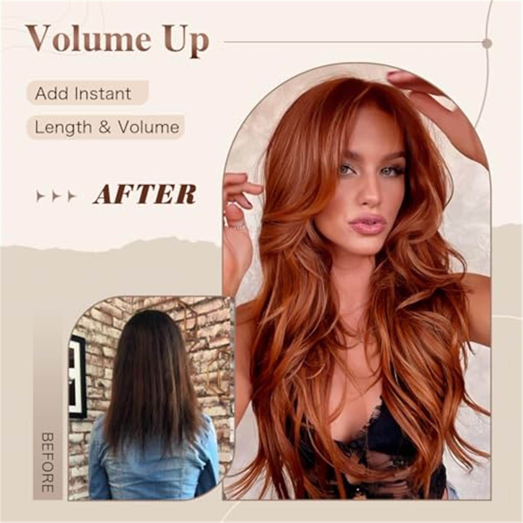 Auburn Wig with Bangs for Women Copper Red Wavy Layered Wig with Curtain Bangs - Thumbnail 4
