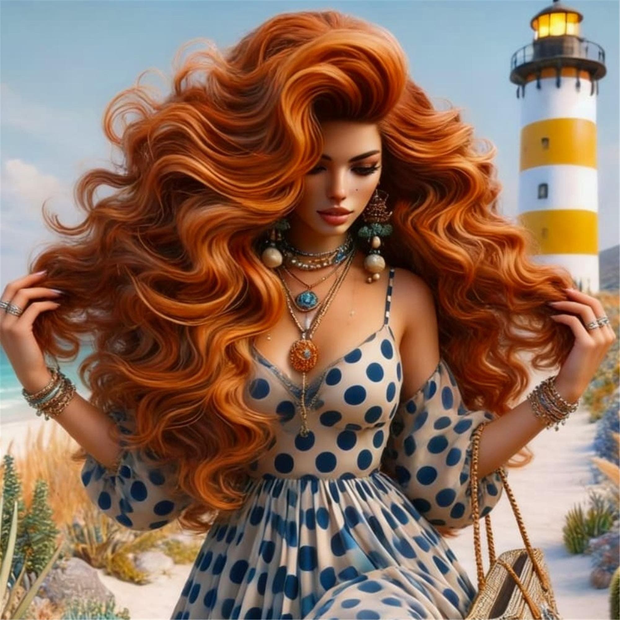 Copper Red Auburn Lace Front Wig - Thumbnail 15