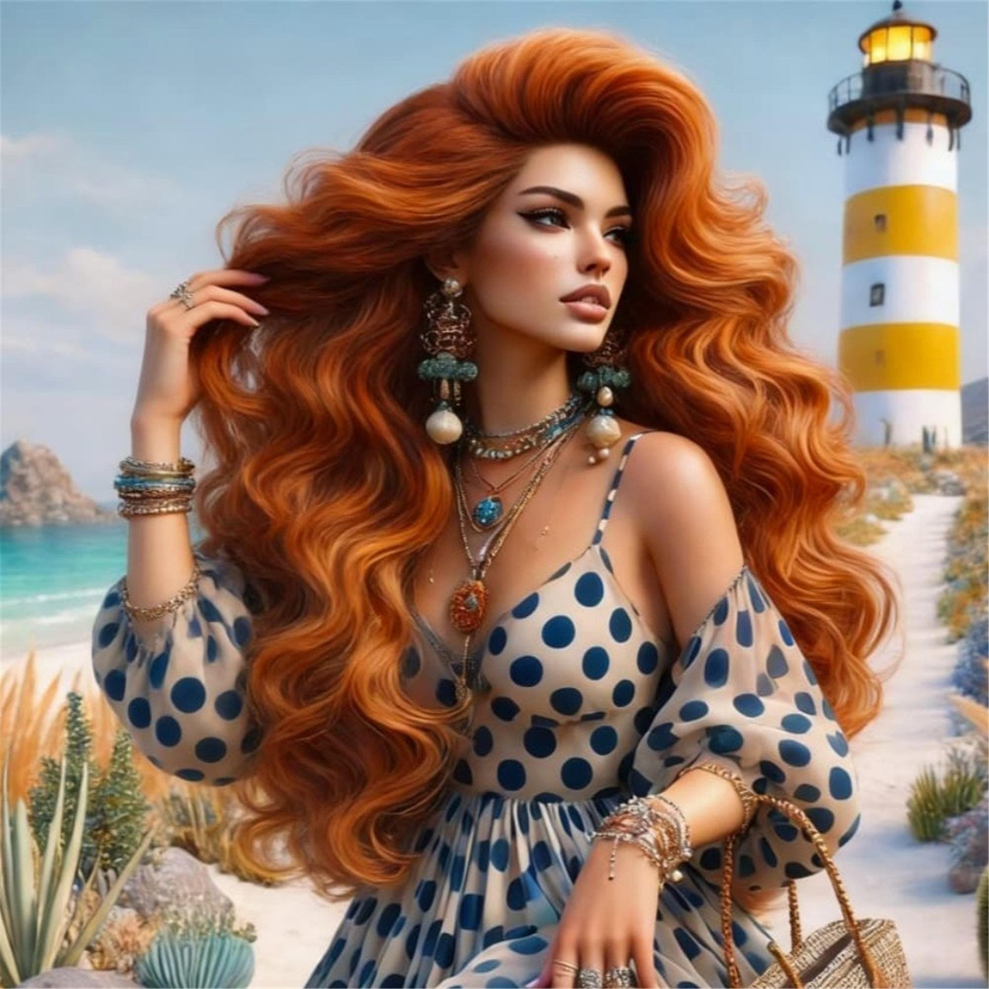 Copper Red Auburn Lace Front Wig - Thumbnail 13