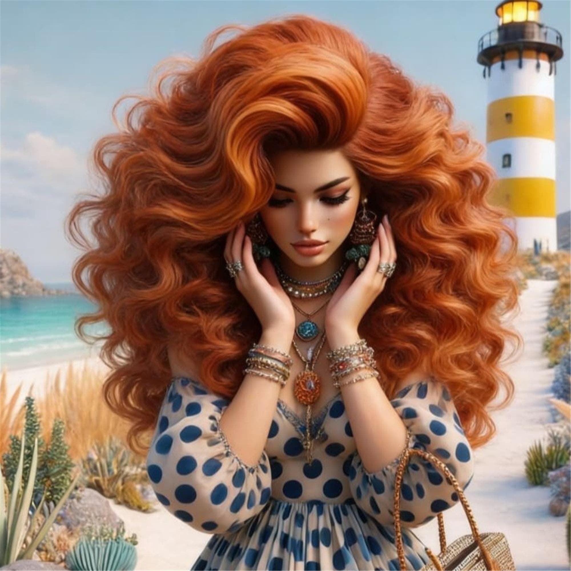 Copper Red Auburn Lace Front Wig - Thumbnail 12