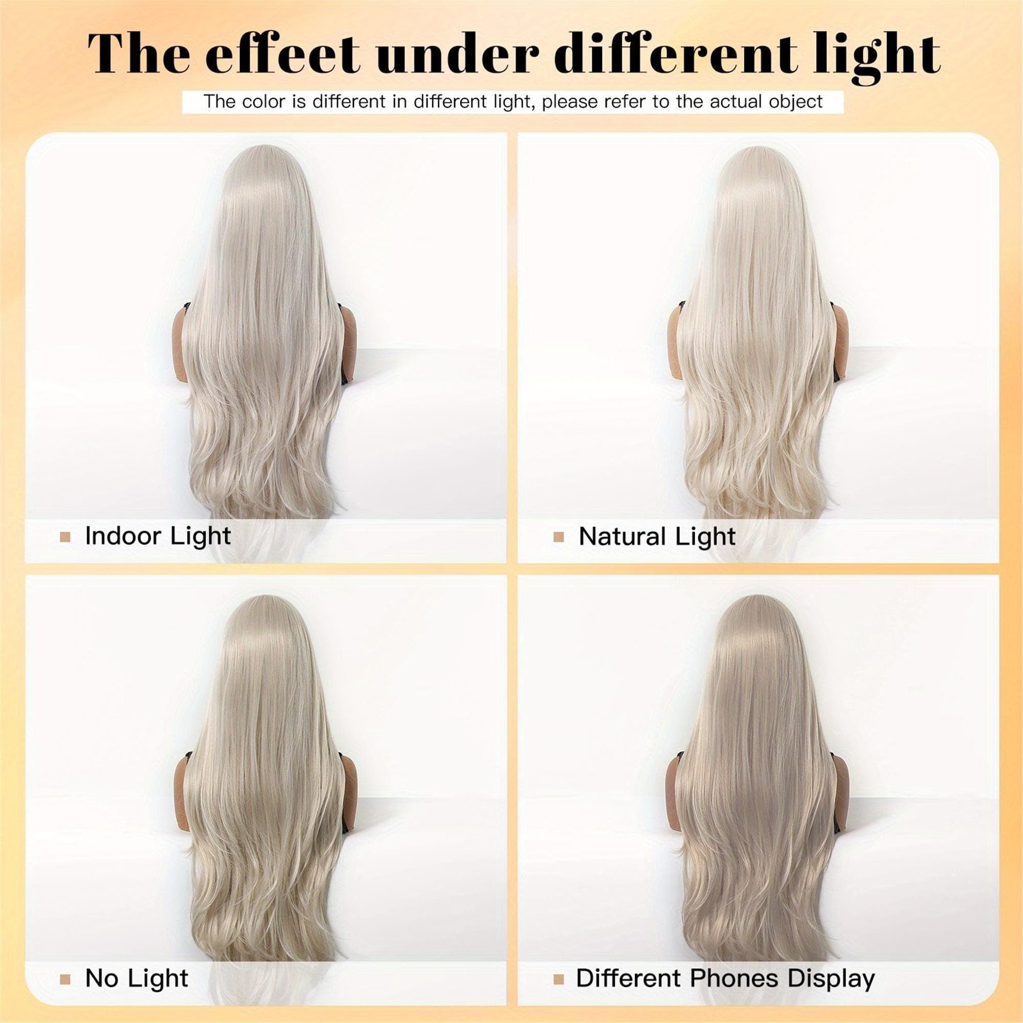 30 Inch Elegant White Gold Long Straight Wig Fashionable for Autumn And Winter with Light Colored Wig Roots And A Solid Color for - Thumbnail 5