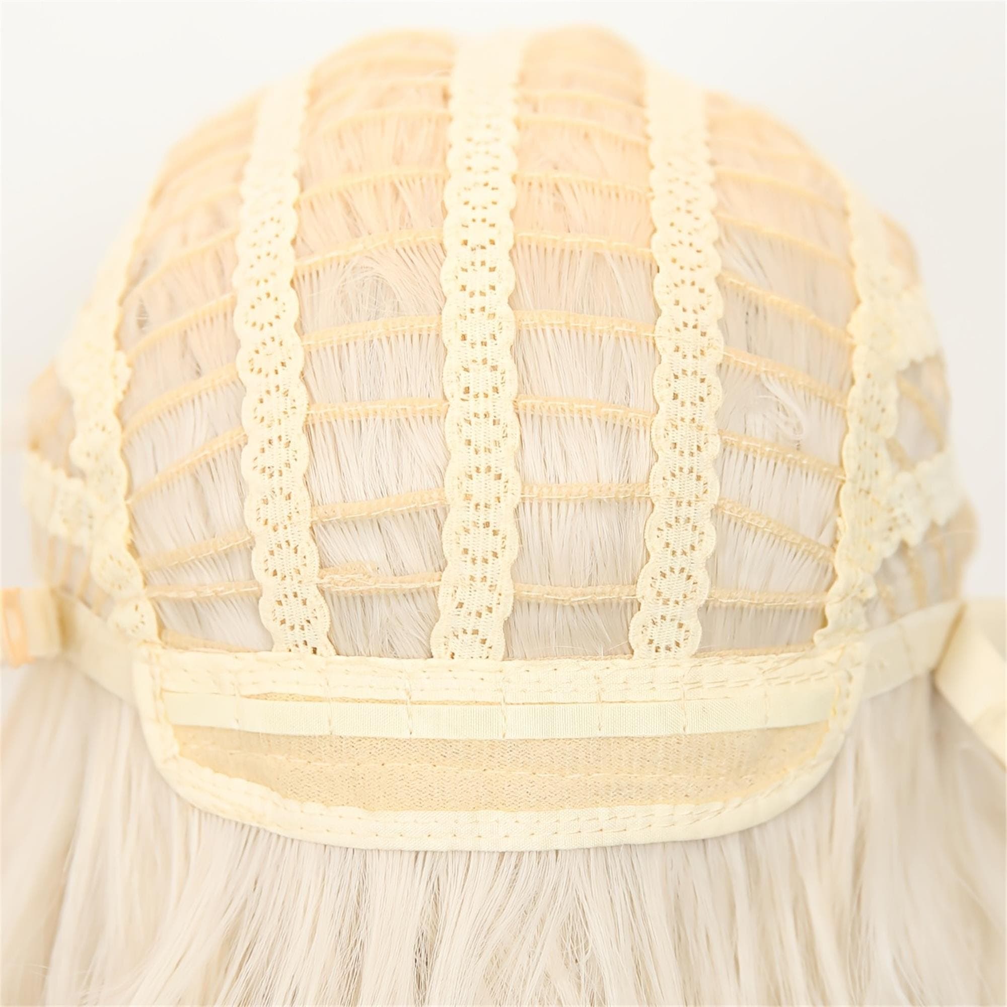 26 Inch Ivory White Blonde Wig With Air Bangs | Light Breathable And Not Stuffy | Naturally Fluffy And Flat | Cosplay/ Party/Daily Wear - Thumbnail 4