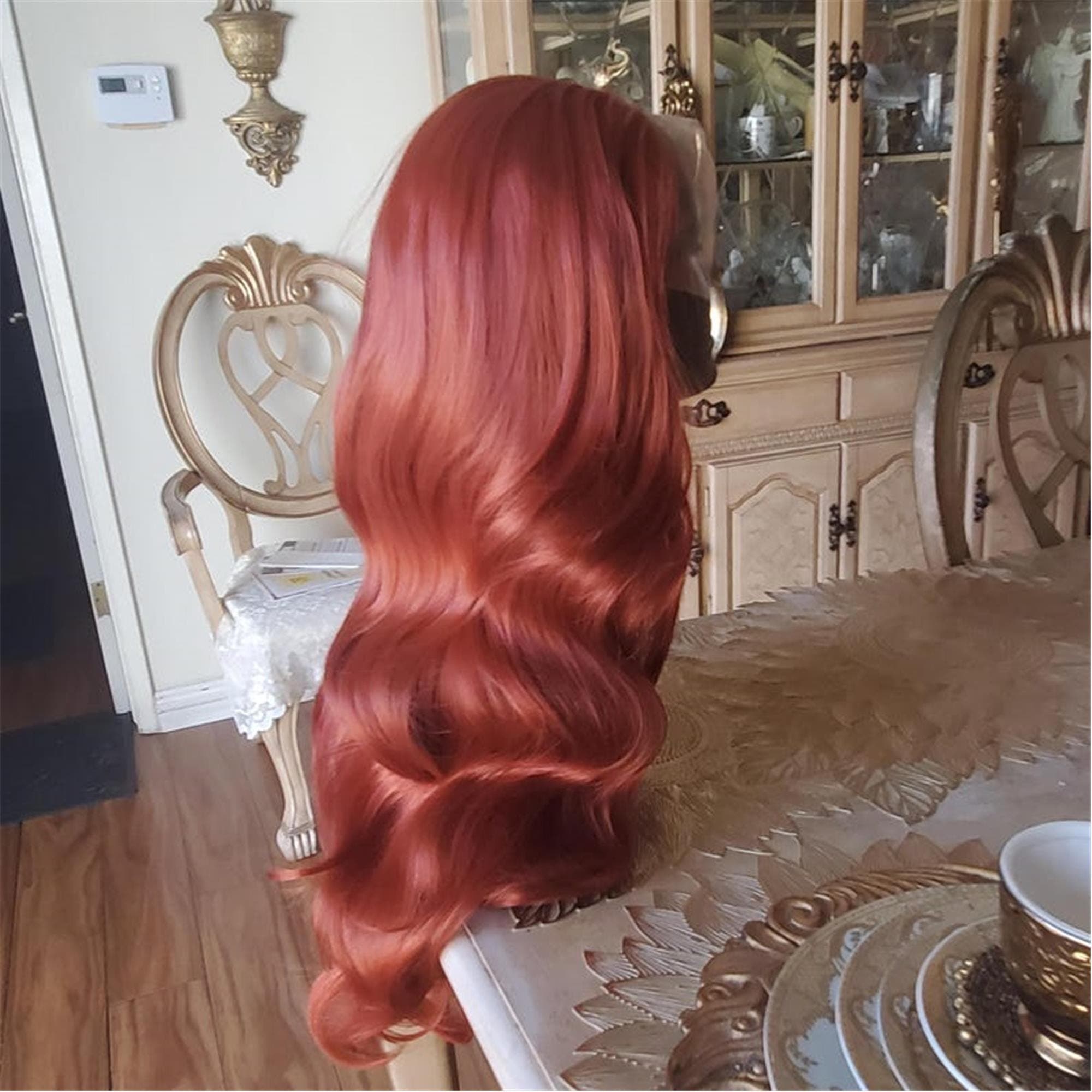 Copper Red Auburn Lace Front Wig - Thumbnail 11