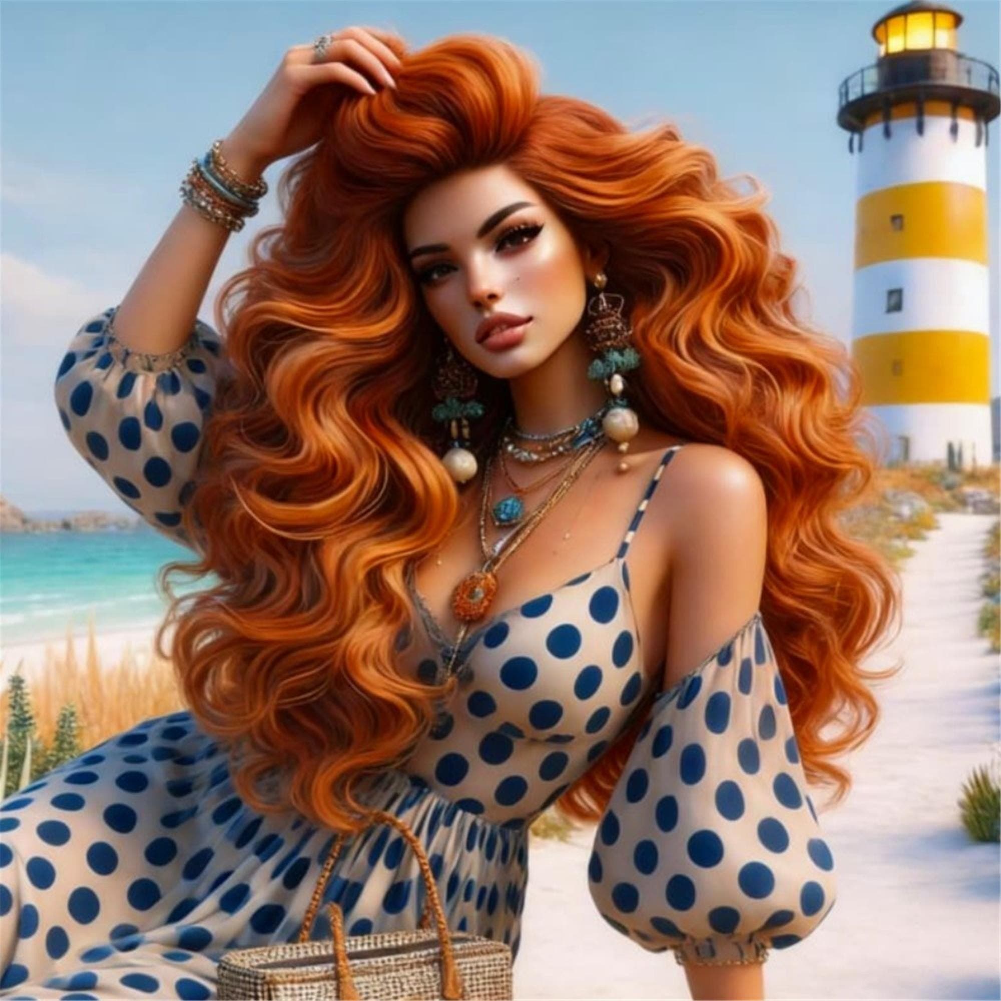 Copper Red Auburn Lace Front Wig - Thumbnail 14