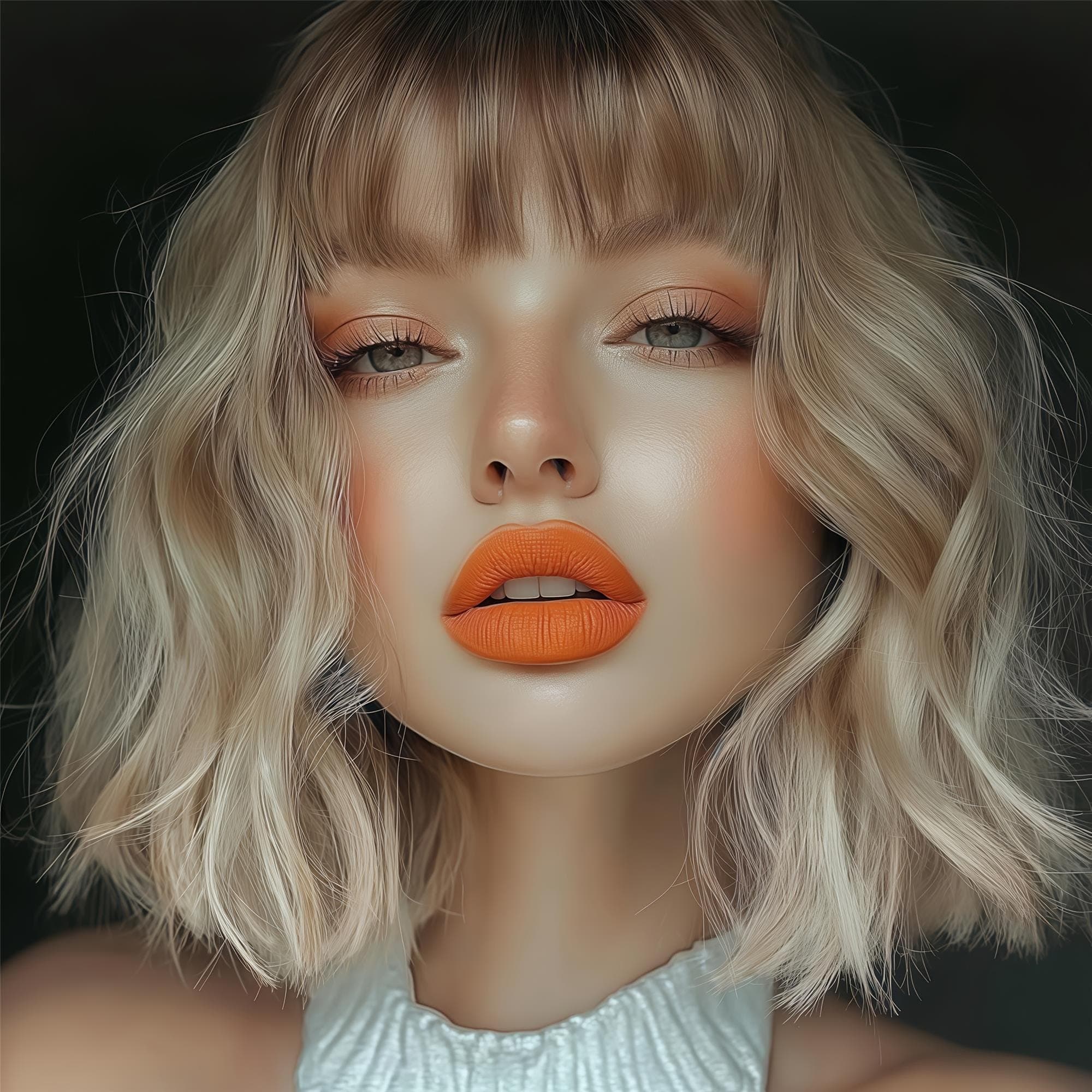 This 14-Inch Wig Features a Brown to Platinum Blonde Ombre Crafted from Heat-Resistant Fibers, Boasts High Density with Matte Wavy Curls!! - Thumbnail 2