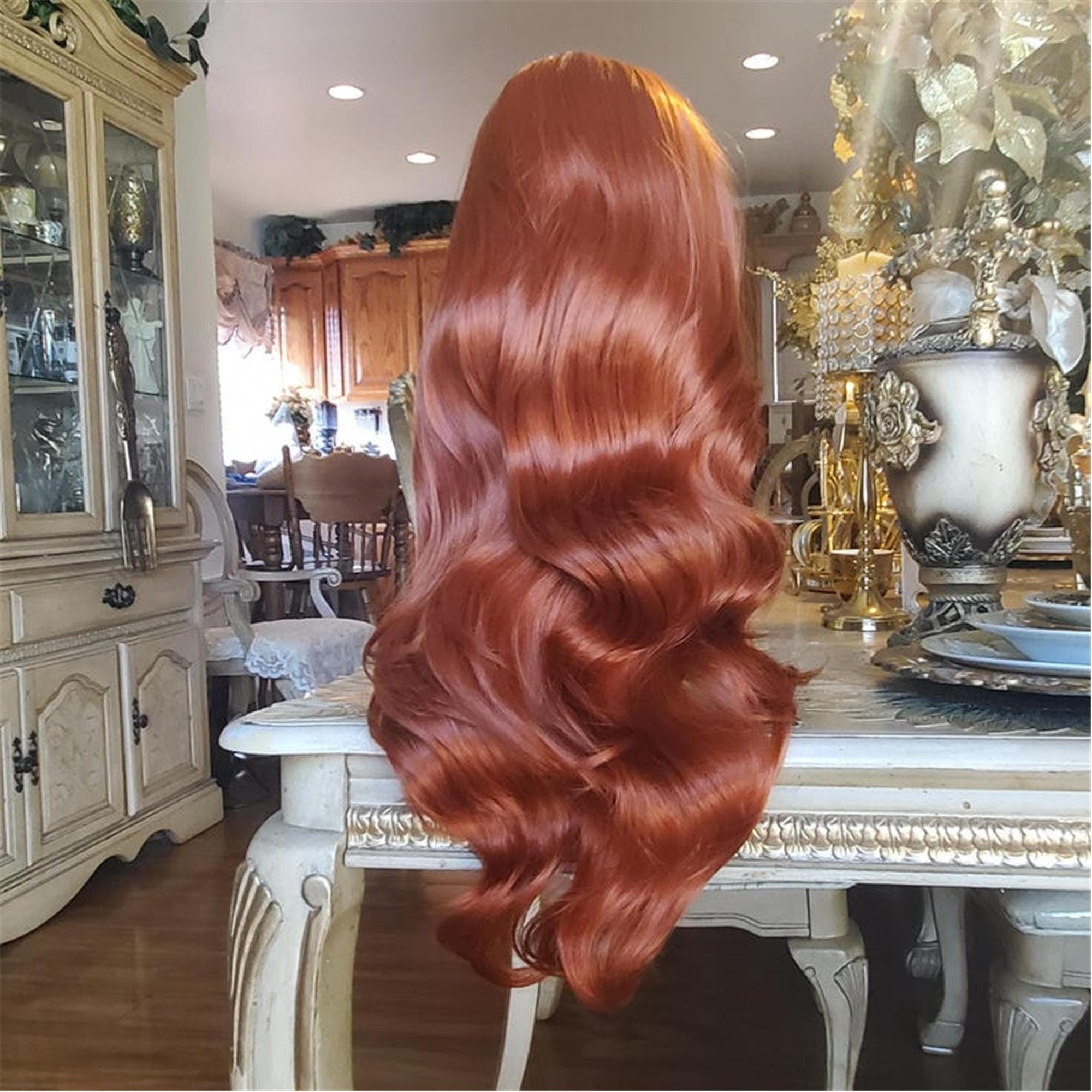 Copper Red Auburn Lace Front Wig - Thumbnail 3