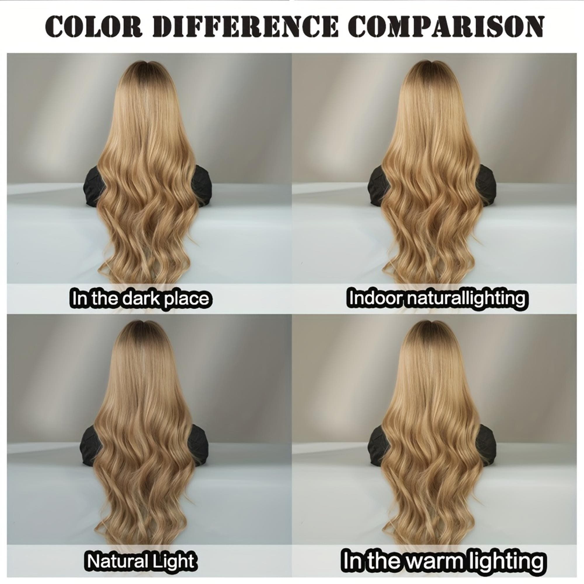 Long Loose Wave Ombre Golden Brown Wig with Dark Roots Middle Part High Density Highlight Beige Wig forDaily Use - Thumbnail 7