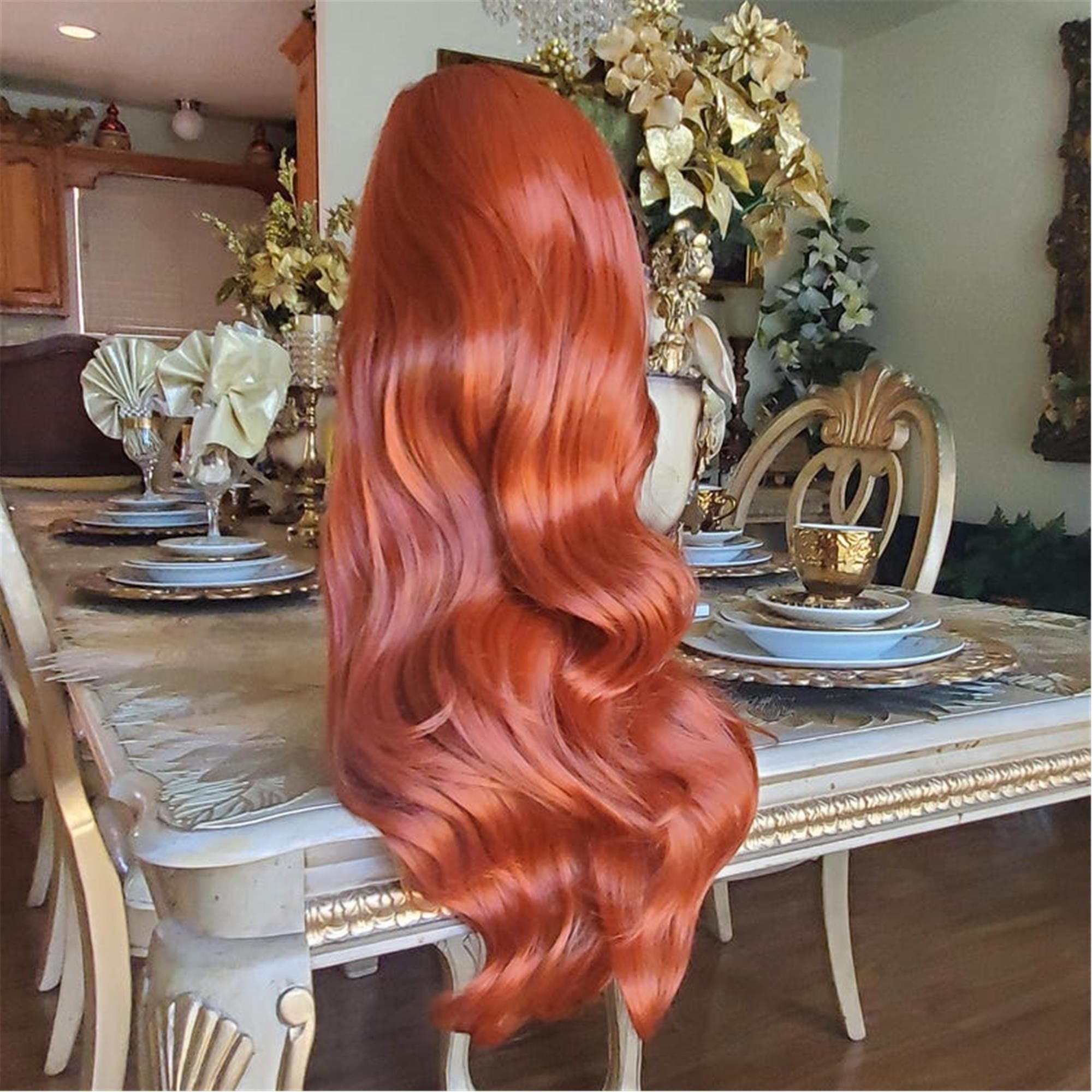 Copper Red Auburn Lace Front Wig - Thumbnail 10