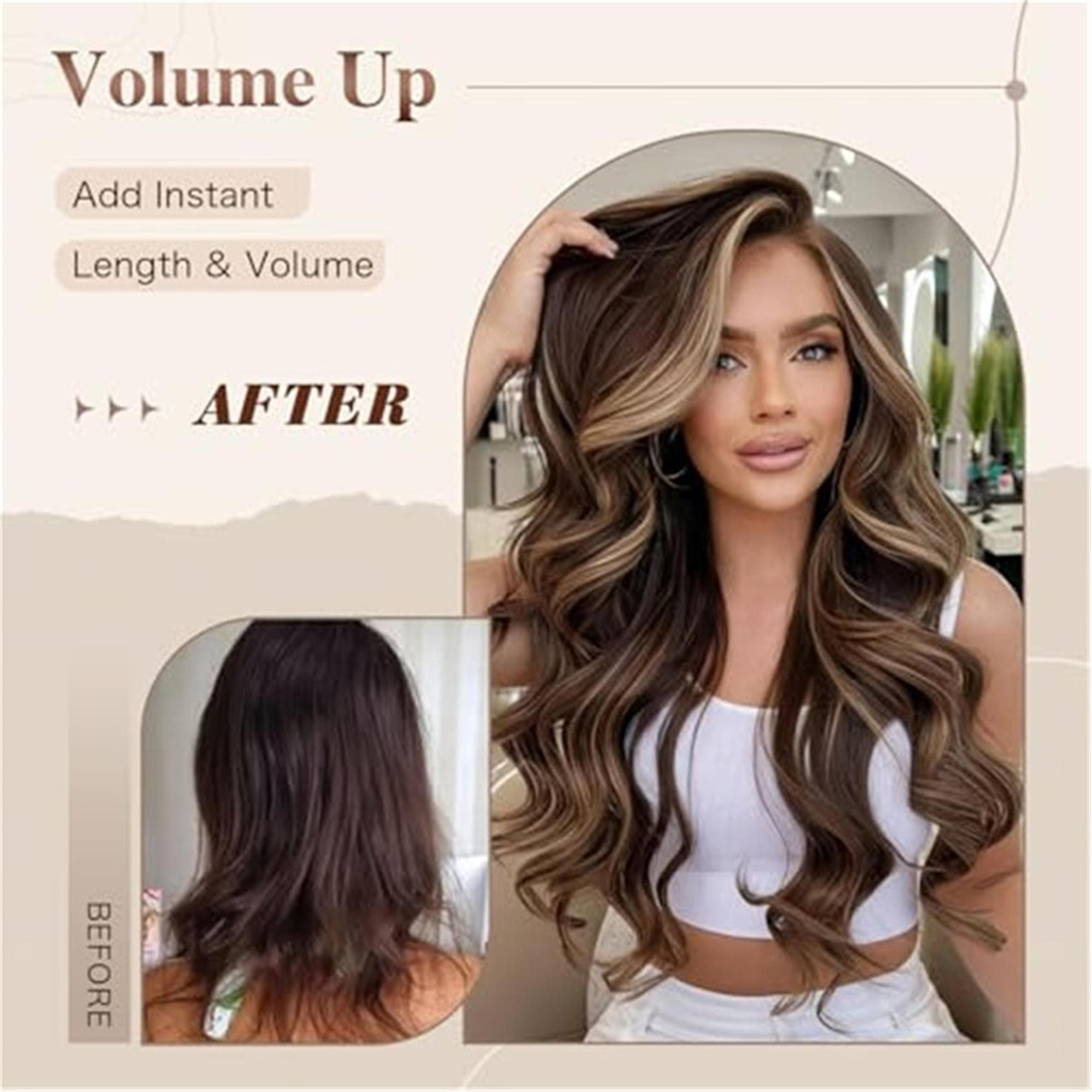 Highlighted Dark Brown Mix Honey Blonde Long Layered Wavy Wig with curtain bangs - Thumbnail 3