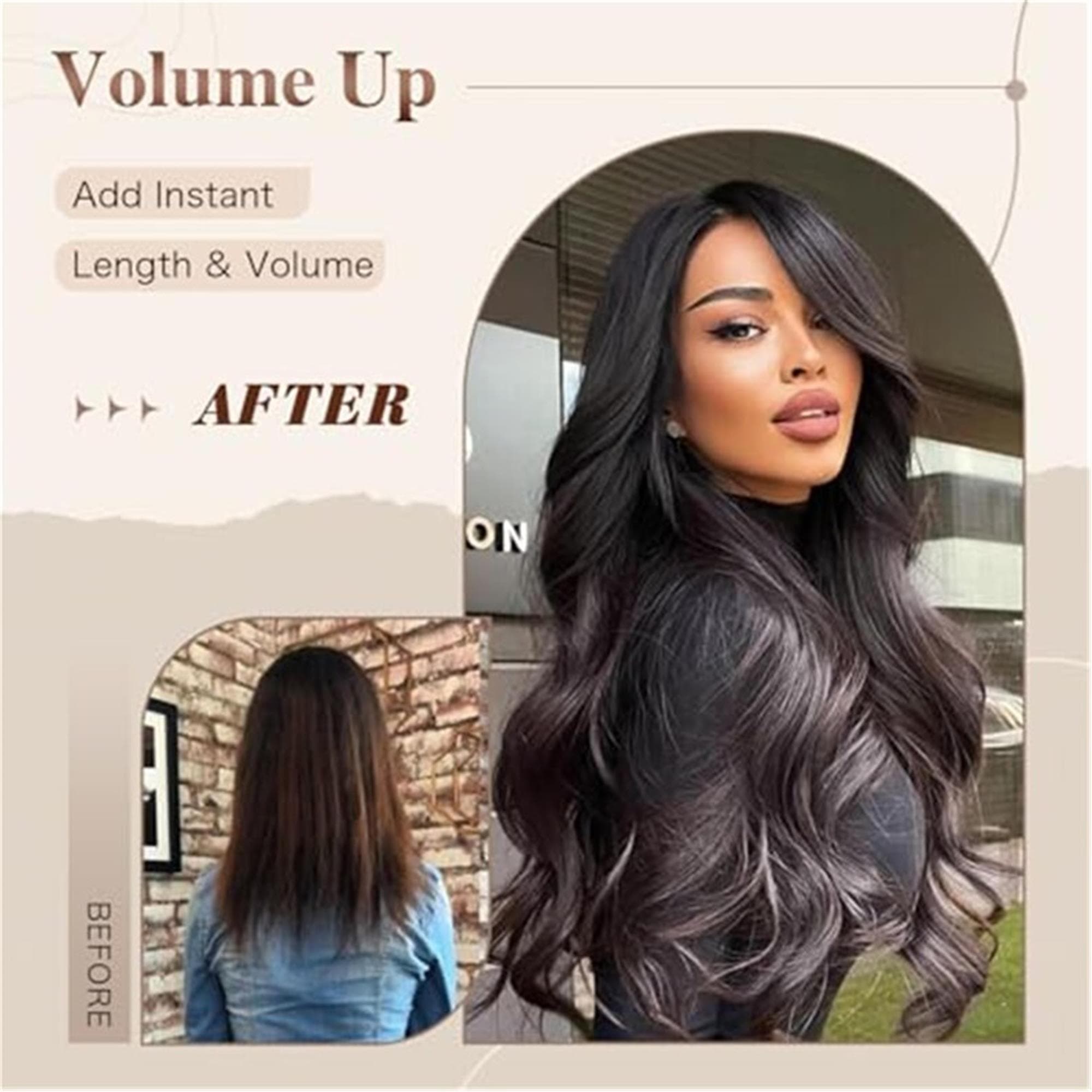 Black Wavy Long Layered Wig with Curtain Bangs - Thumbnail 5